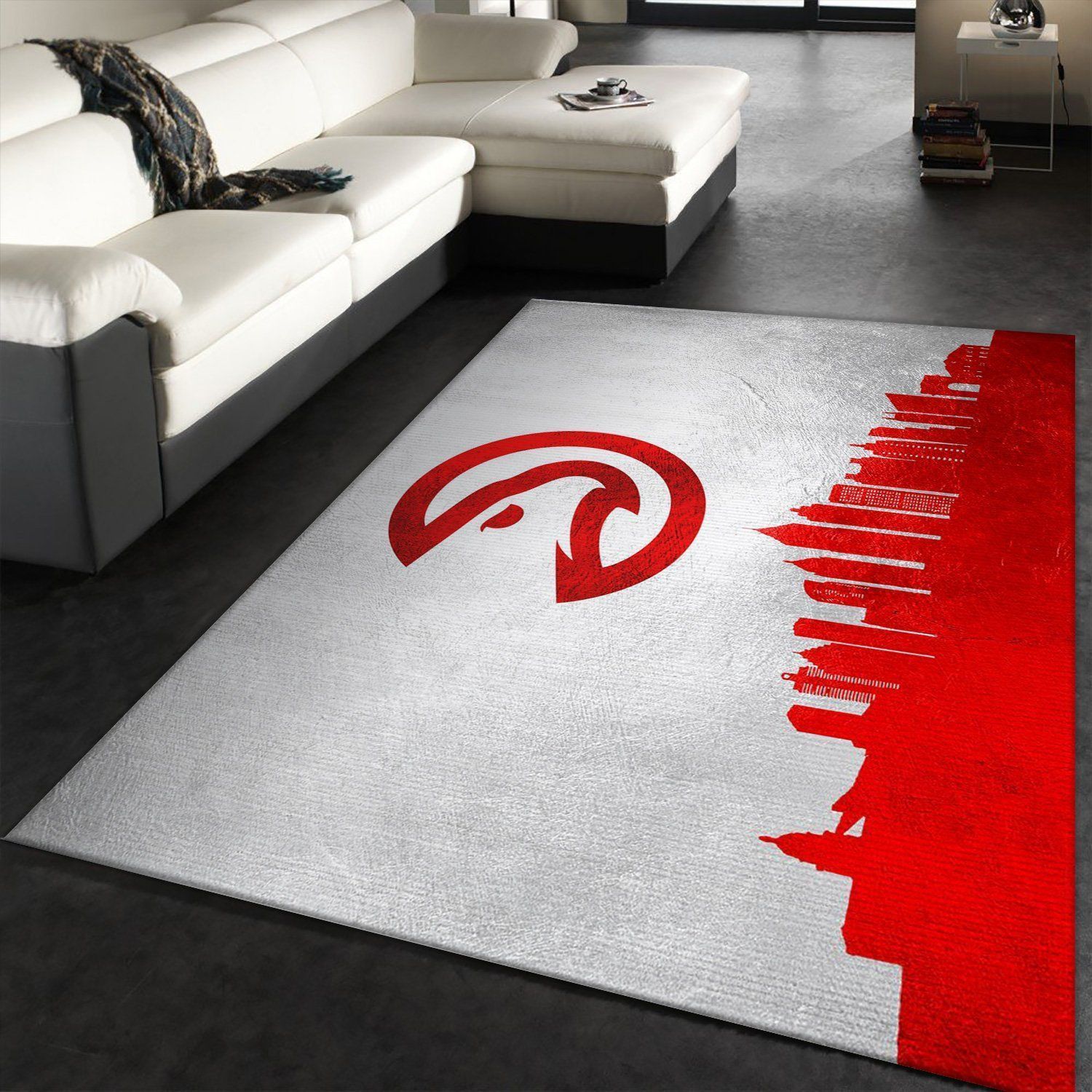 Atlanta Hawks Skyline NBA Team Area Rug, Bedroom, Home Decor Floor Decor - Indoor Outdoor Rugs