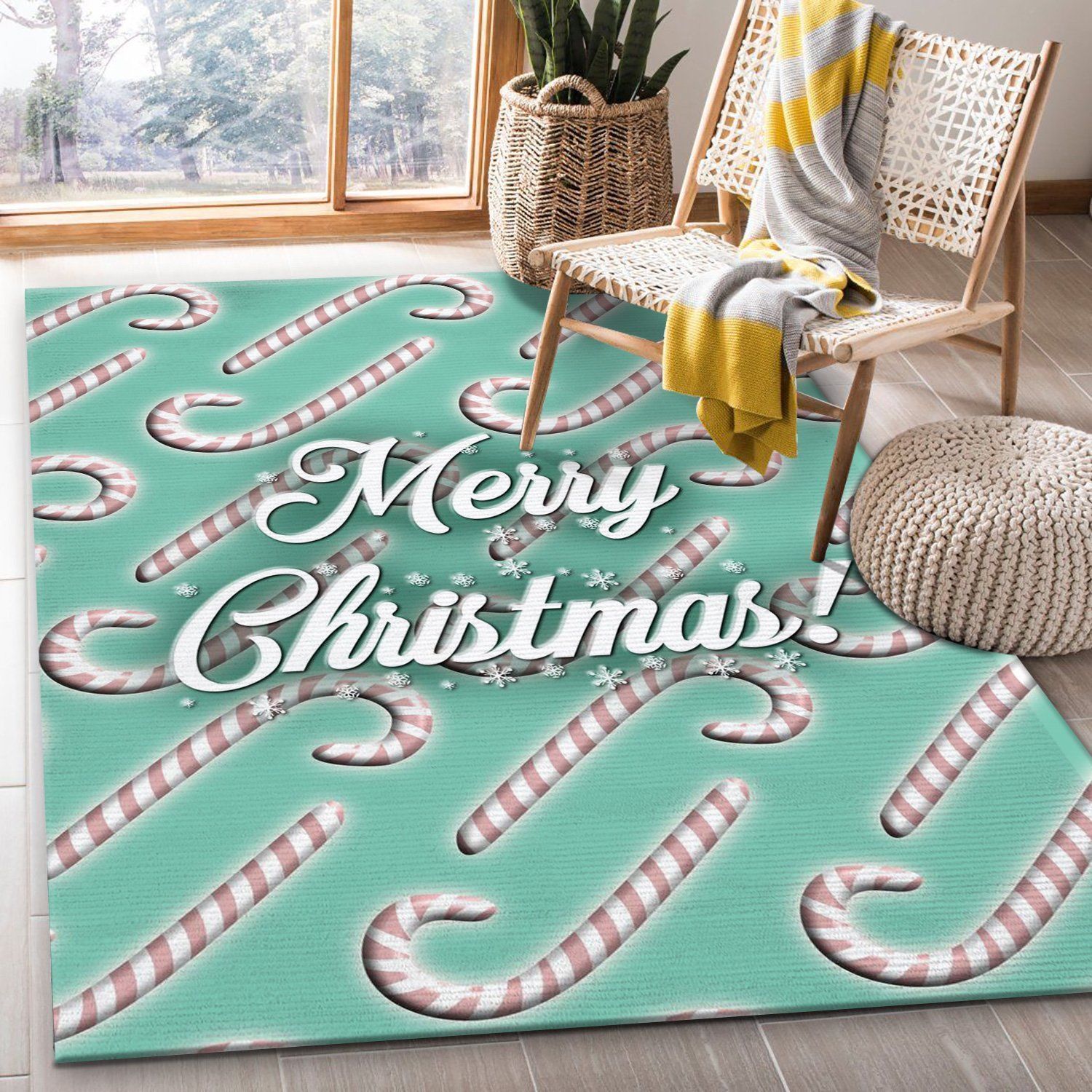 Merry Christmas With Candy Area Rug Carpet, Living room and bedroom Rug, Home US Decor - Indoor Outdoor Rugs