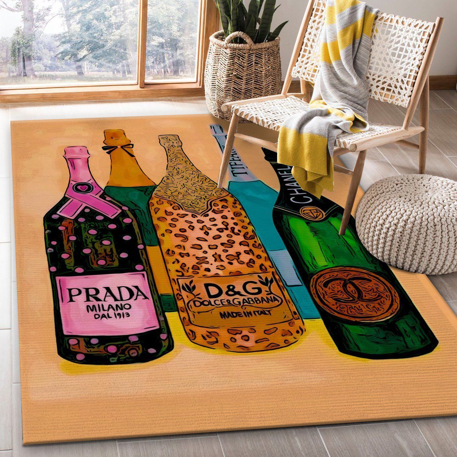 Designer On Bottle Rug Fashion Brand Rug Home Decor Floor Decor - Indoor Outdoor Rugs