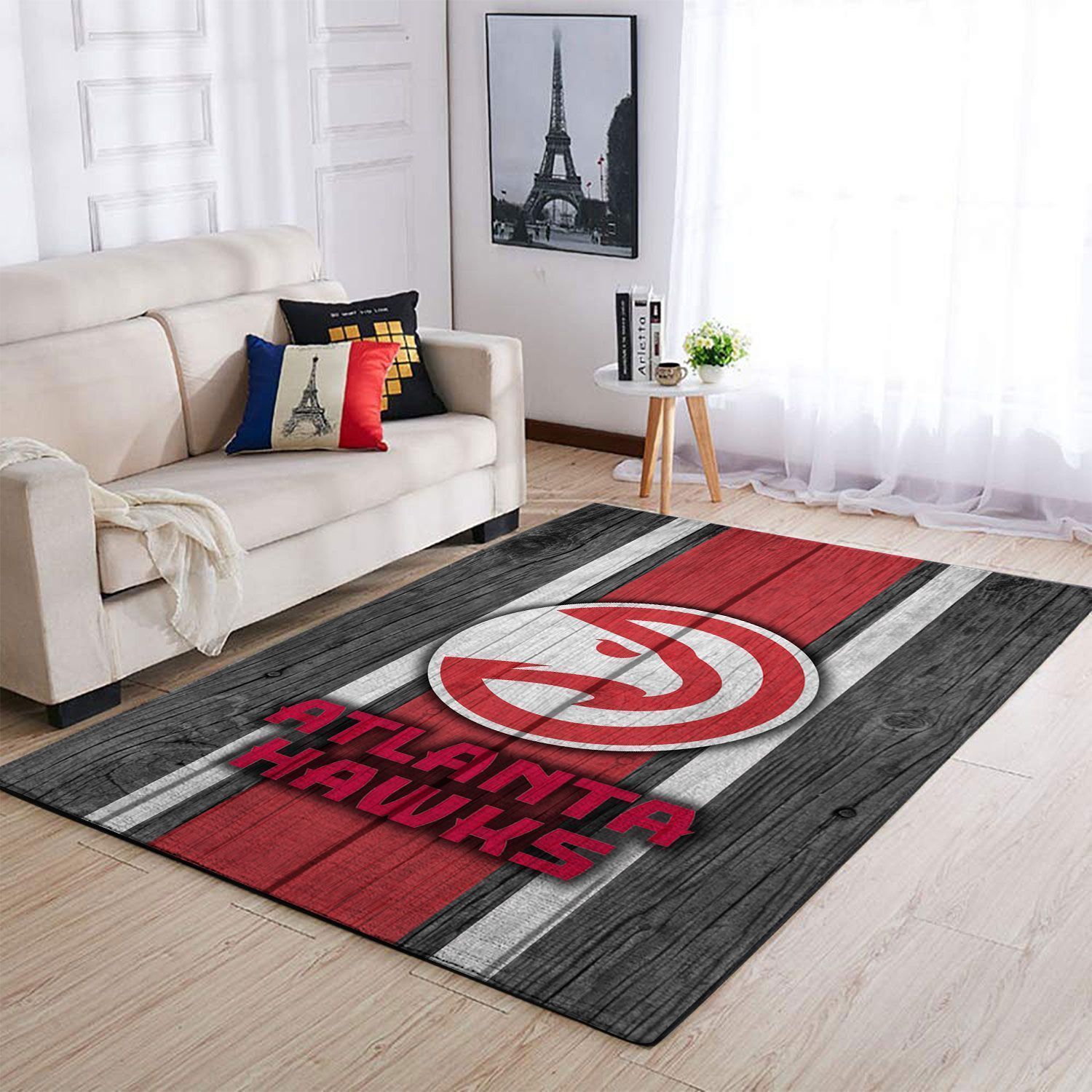 Atlanta Hawks Nba Team Logo Wooden Style Nice Gift Home Decor Rectangle Area Rug - Indoor Outdoor Rugs