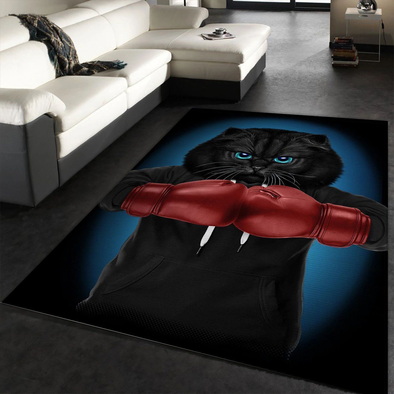 Boxer Cat Boxing Champion Area Rug Living Room Rug Home Decor Floor Decor - Indoor Outdoor Rugs