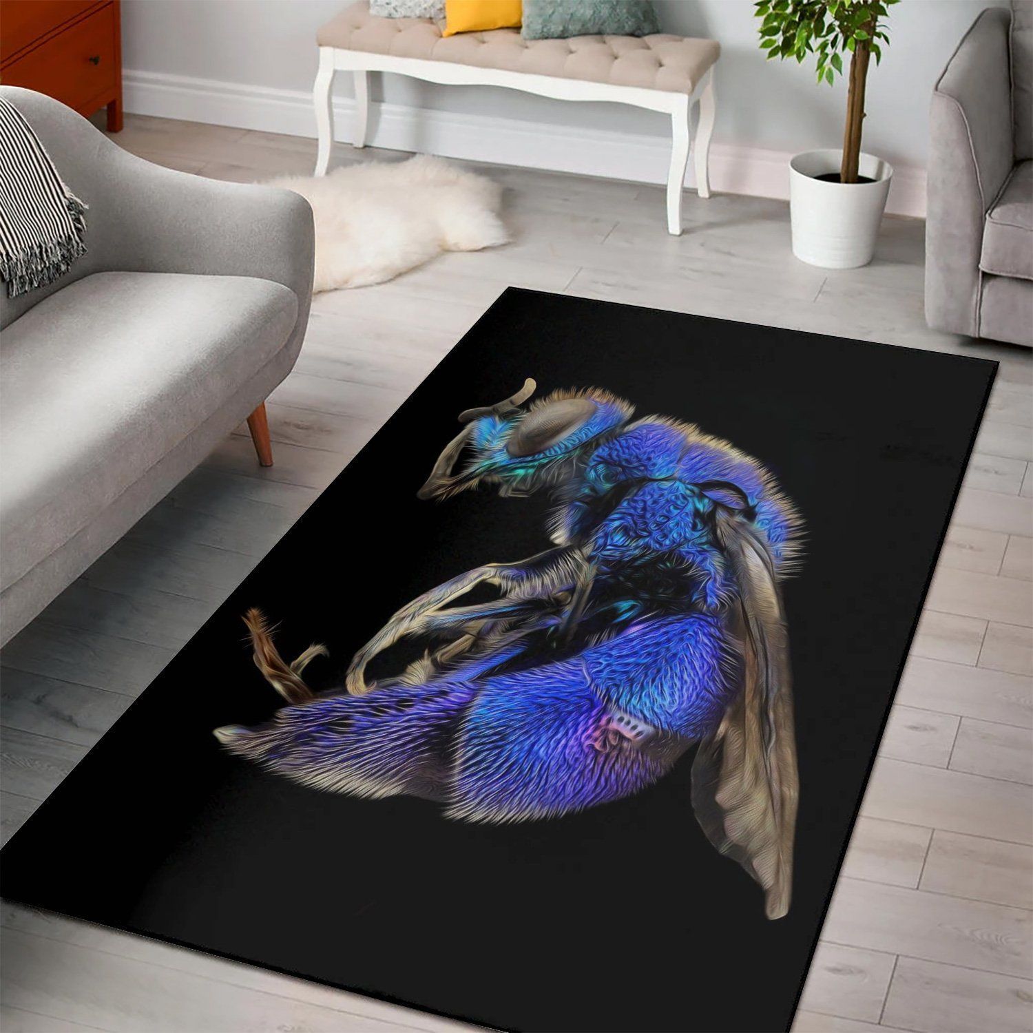 Blue Cuckoo Wasp Living Room Area Rug, Christmas Gift, Floor Decor Home Decor - Indoor Outdoor Rugs