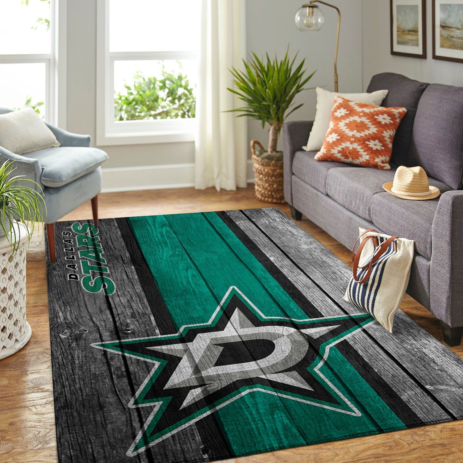 Dallas Stars Nhl Team Logo Wooden Style Nice Gift Home Decor Rectangle Area Rug - Indoor Outdoor Rugs