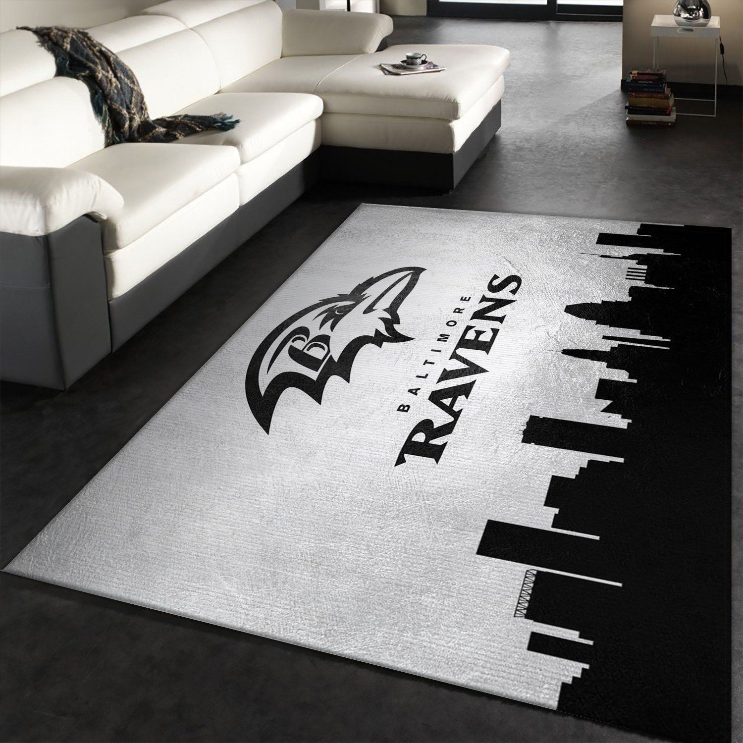 Baltimore Ravens Skyline NFL Area Rug For Christmas, Living room and bedroom Rug, Family Gift US Decor - Indoor Outdoor Rugs