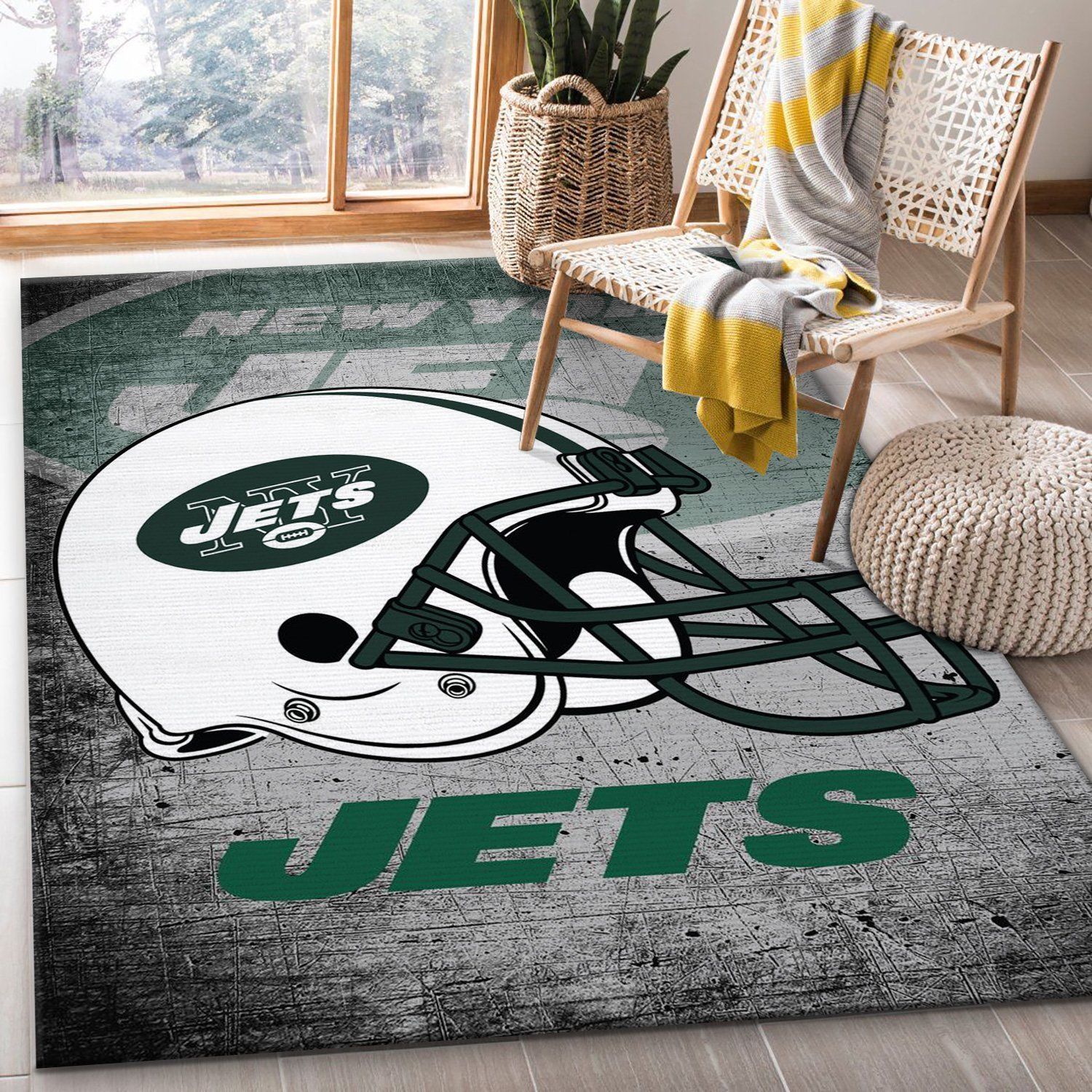 New York Jets Football Nfl Area Rug Bedroom Rug US Gift Decor - Indoor Outdoor Rugs