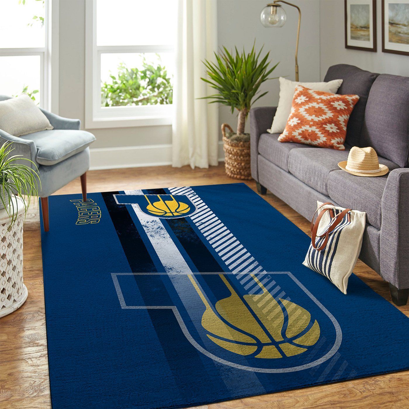 Indiana Pacers Nba Team Logo Nice Gift Home Decor Rectangle Area Rug - Indoor Outdoor Rugs