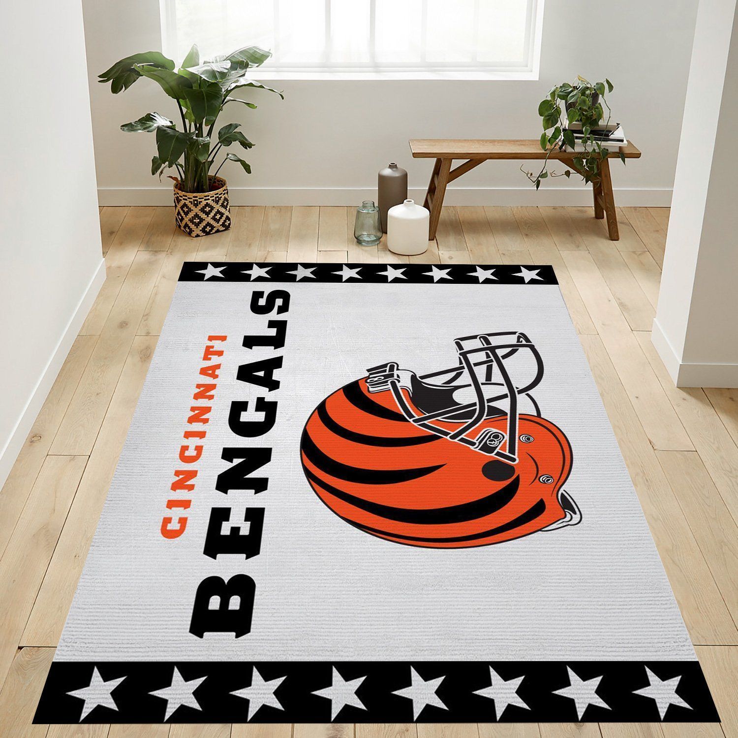 Cincinnati Bengals Helmet Nfl Logo Area Rug For Gift Bedroom Rug Home Decor Floor Decor - Indoor Outdoor Rugs