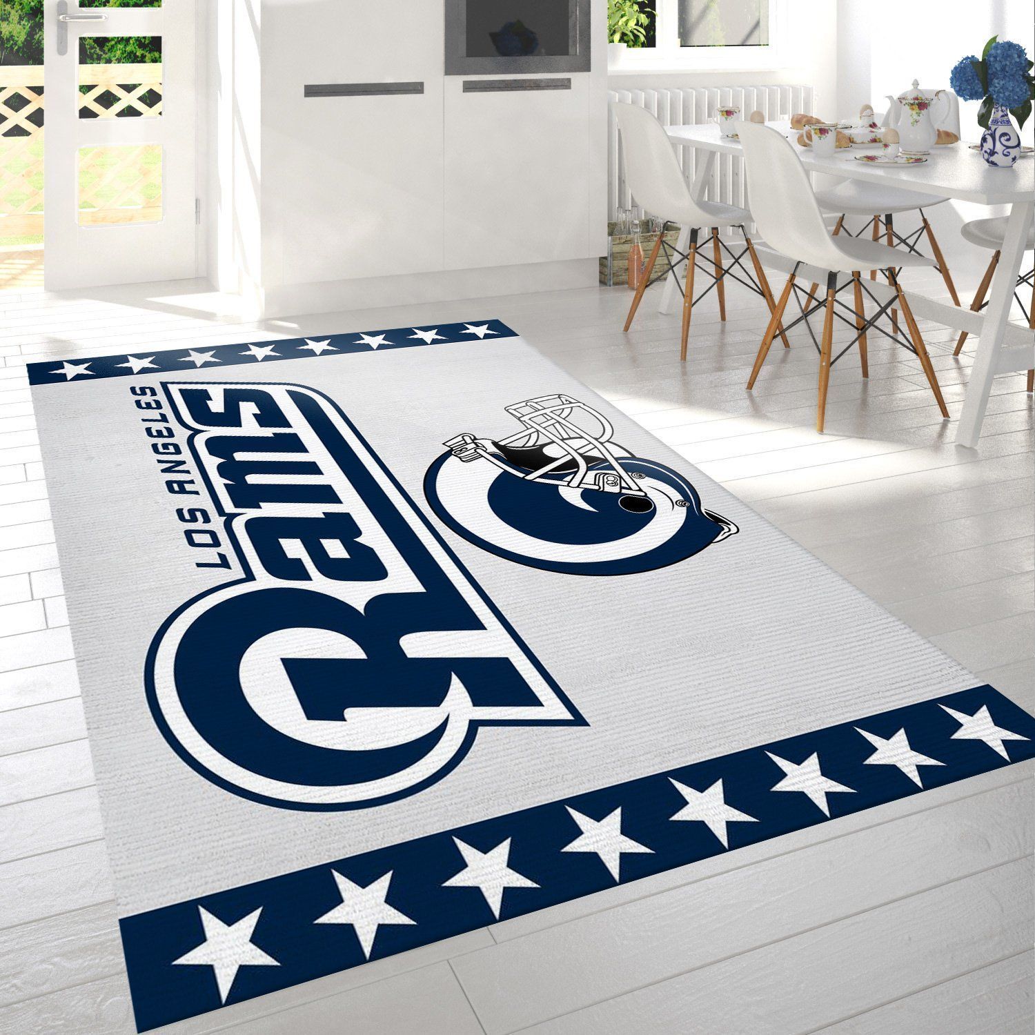 Los Angeles Rams White Nfl Team Logo Rug Living Room Rug US Gift Decor - Indoor Outdoor Rugs