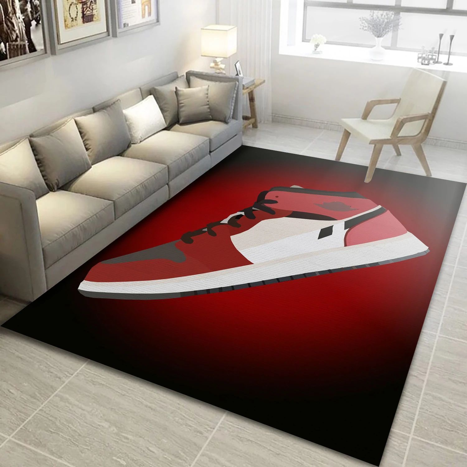 Sneaker Jordan Fashion Brand Rectangle Rug, Living Room Rug - US Decor - Indoor Outdoor Rugs