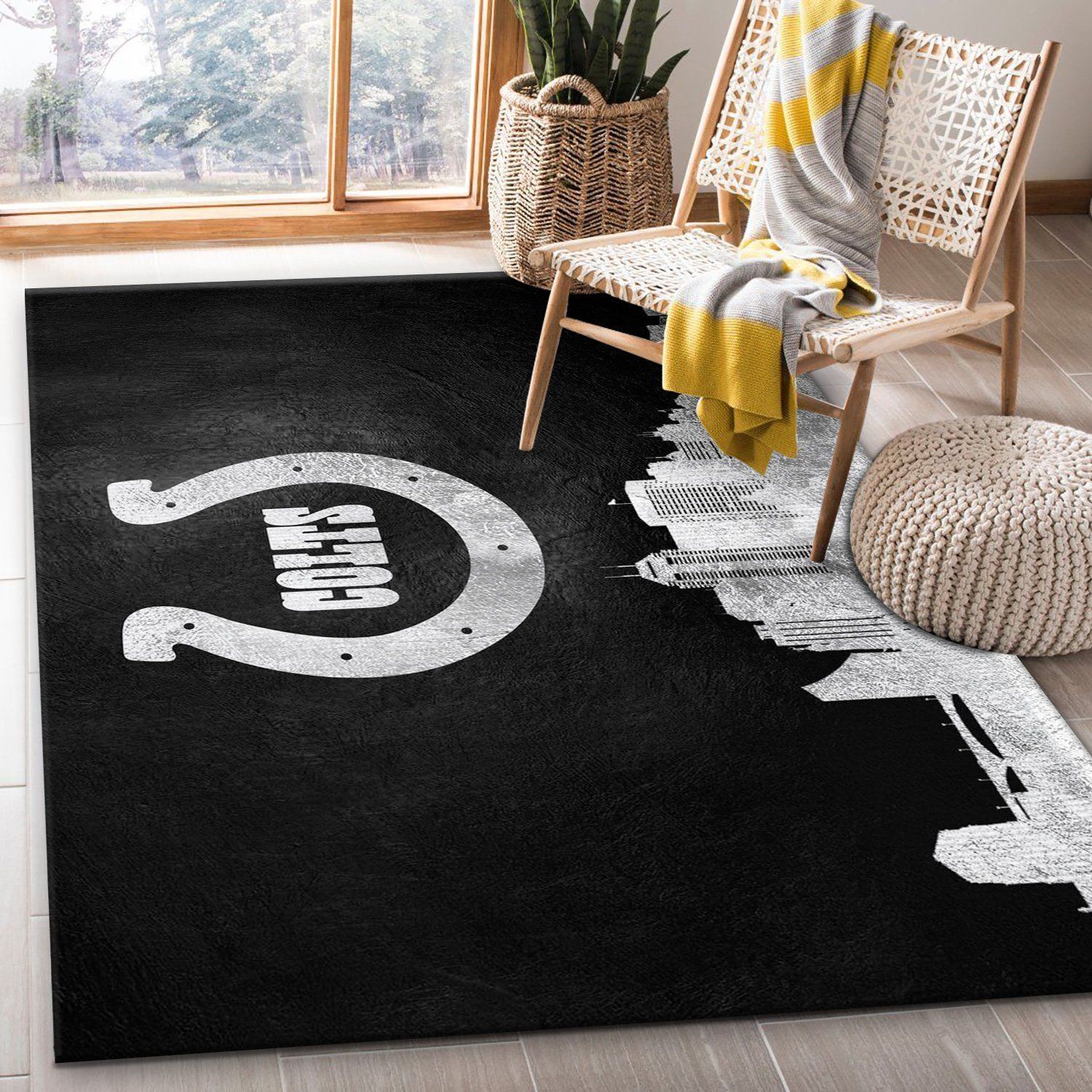 Indiana Colts Skyline NFL Area Rug Carpet, Kitchen Rug, Family Gift US Decor - Indoor Outdoor Rugs