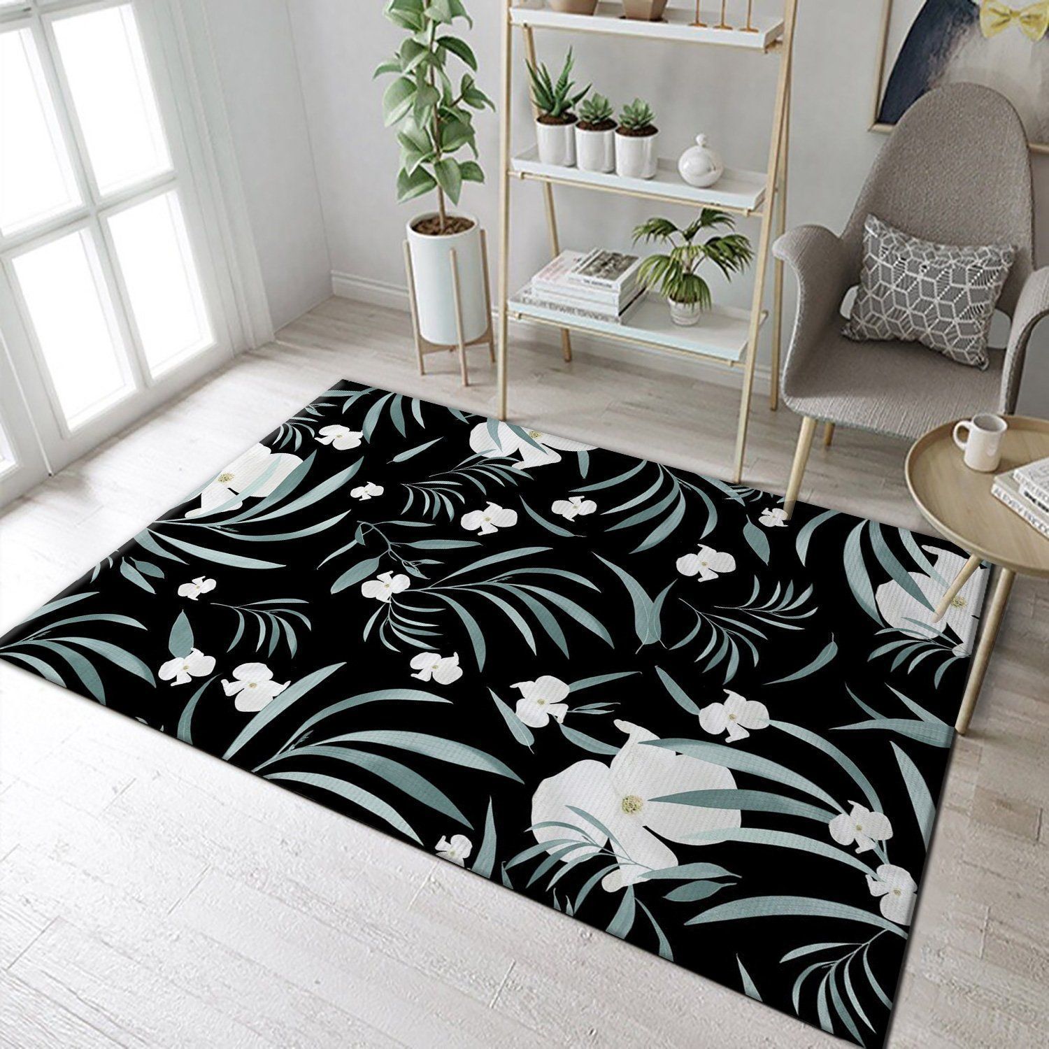 Eucalyptus Flower Night 1 Area Rug Carpet, Kitchen Rug, US Gift Decor - Indoor Outdoor Rugs