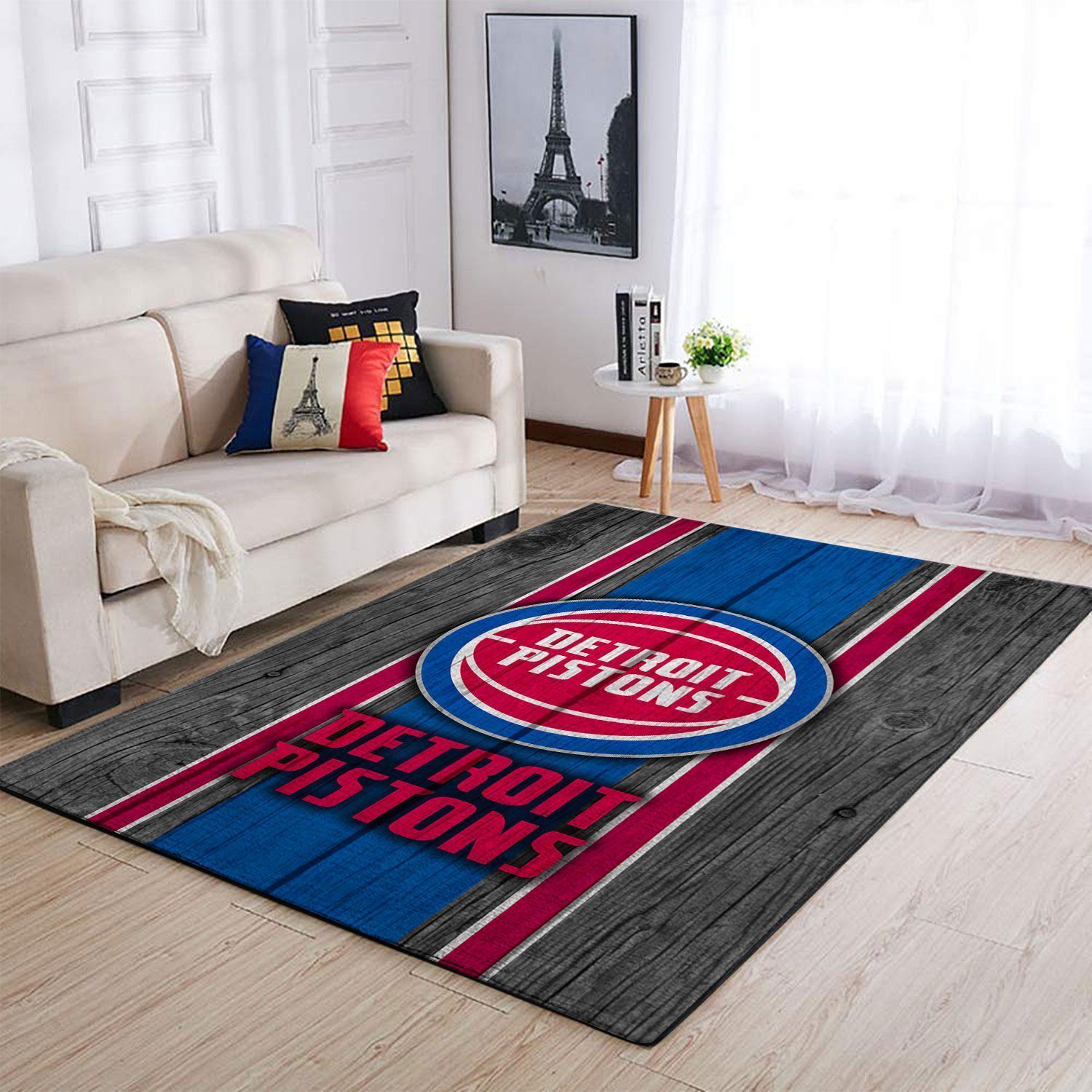 Detroit Pistons Nba Team Logo Wooden Style Nice Gift Home Decor Rectangle Area Rug - Indoor Outdoor Rugs