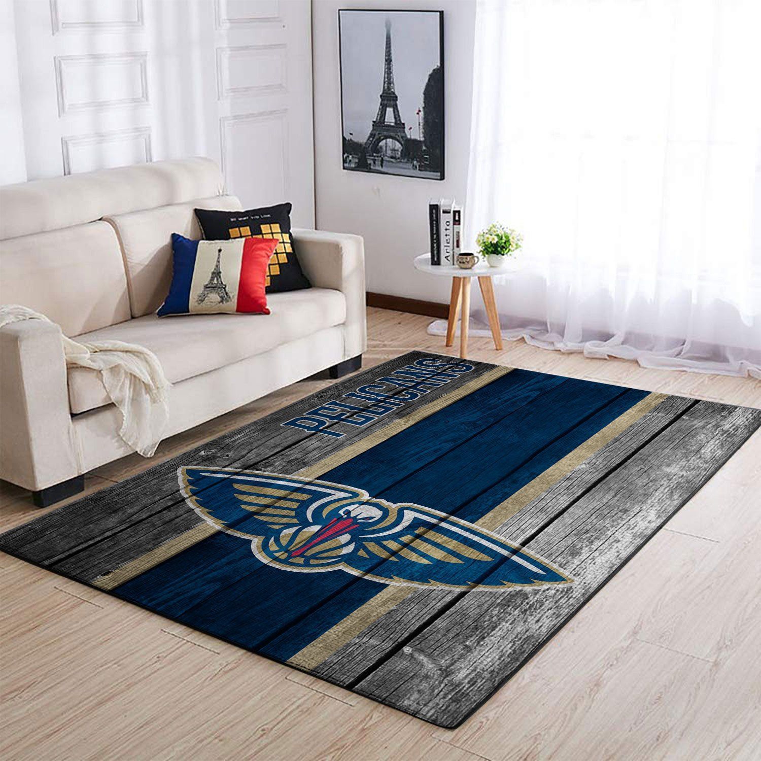 New Orleans Pelicans Nba Team Logo Wooden Style Nice Gift Home Decor Rectangle Area Rug - Indoor Outdoor Rugs