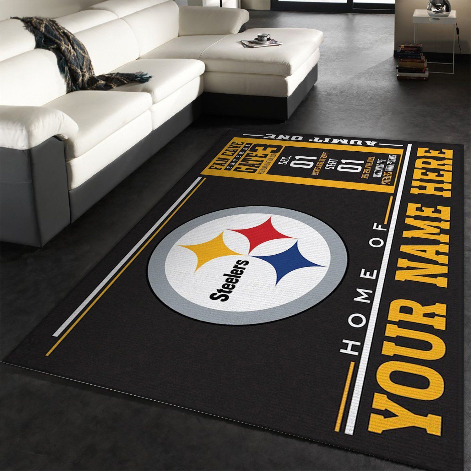 Customizable Pittsburgh Steelers Wincraft Personalized NFL Area Rug, Living room and bedroom Rug, US Gift Decor - Indoor Outdoor Rugs