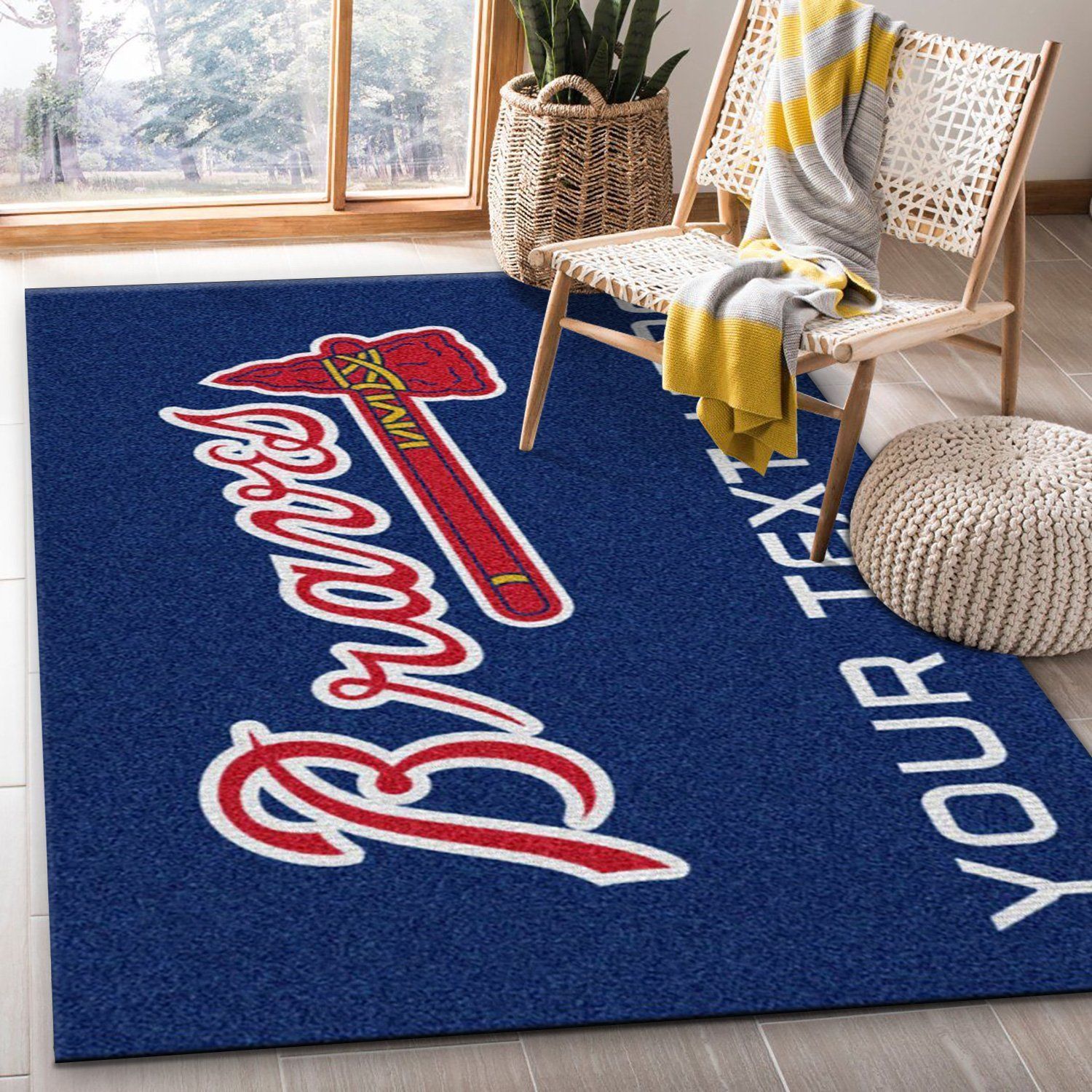 Customizable Atlanta Braves Personalized Accent Rug MLB Team Logos, Living Room Rug, Home Decor Floor Decor - Indoor Outdoor Rugs