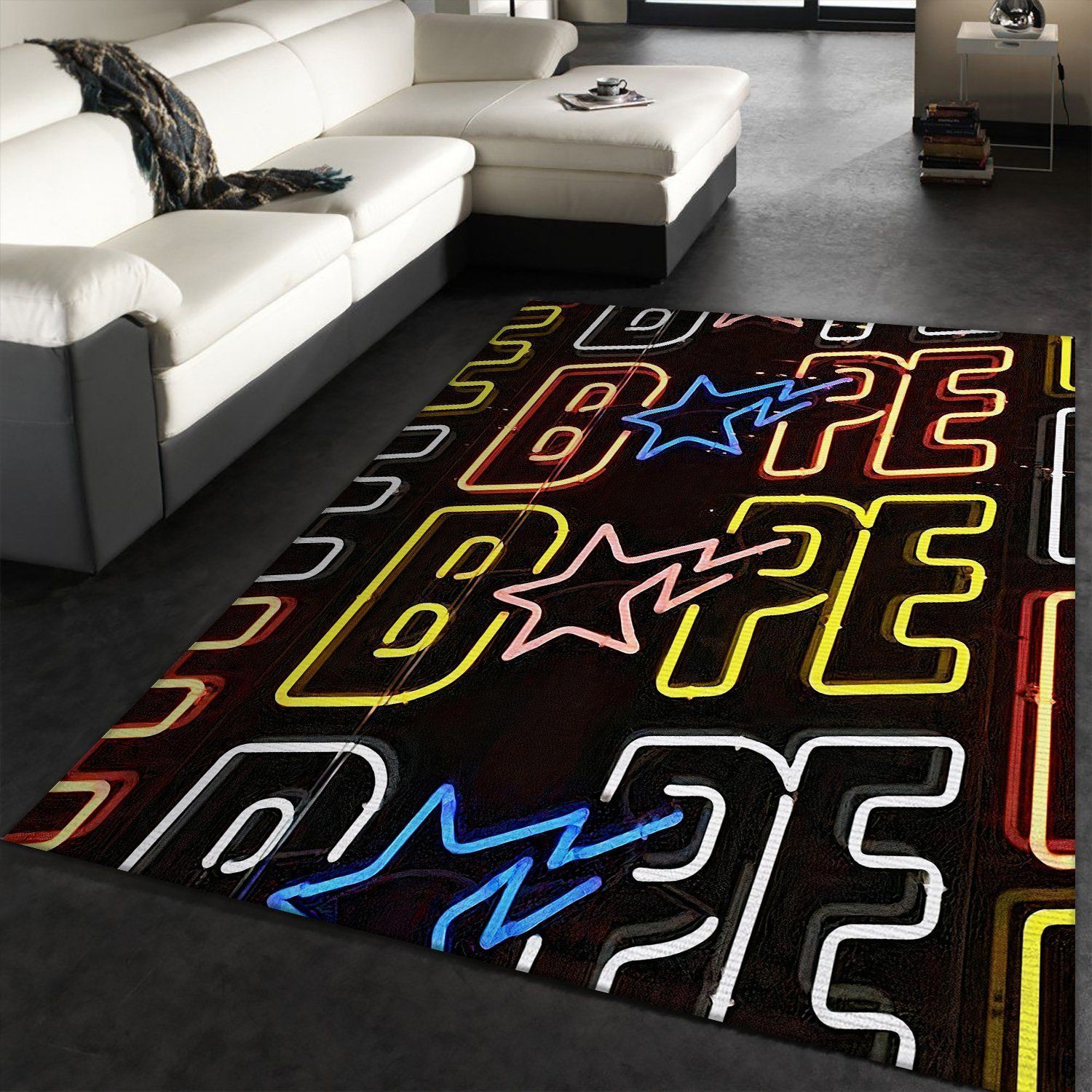 Bape Neon Light Area Rugs Living Room Carpet Christmas Gift Floor Decor The US Decor - Indoor Outdoor Rugs