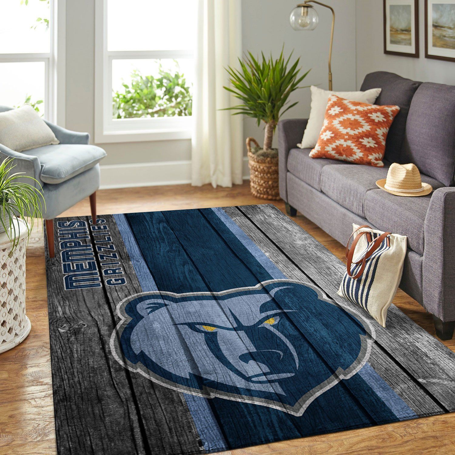 Memphis Grizzlies Nba Team Logo Wooden Style Nice Gift Home Decor Rectangle Area Rug - Indoor Outdoor Rugs