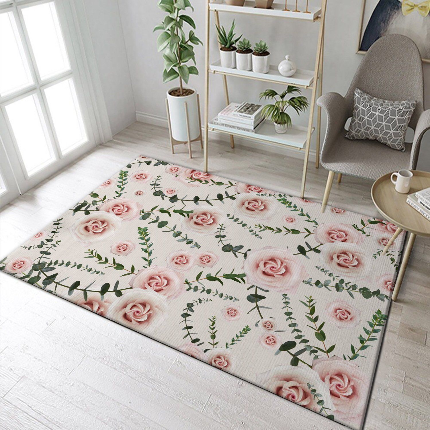 Beauty Rose Eucalyptus 1 Area Rug, Kitchen Rug, Family Gift US Decor - Indoor Outdoor Rugs