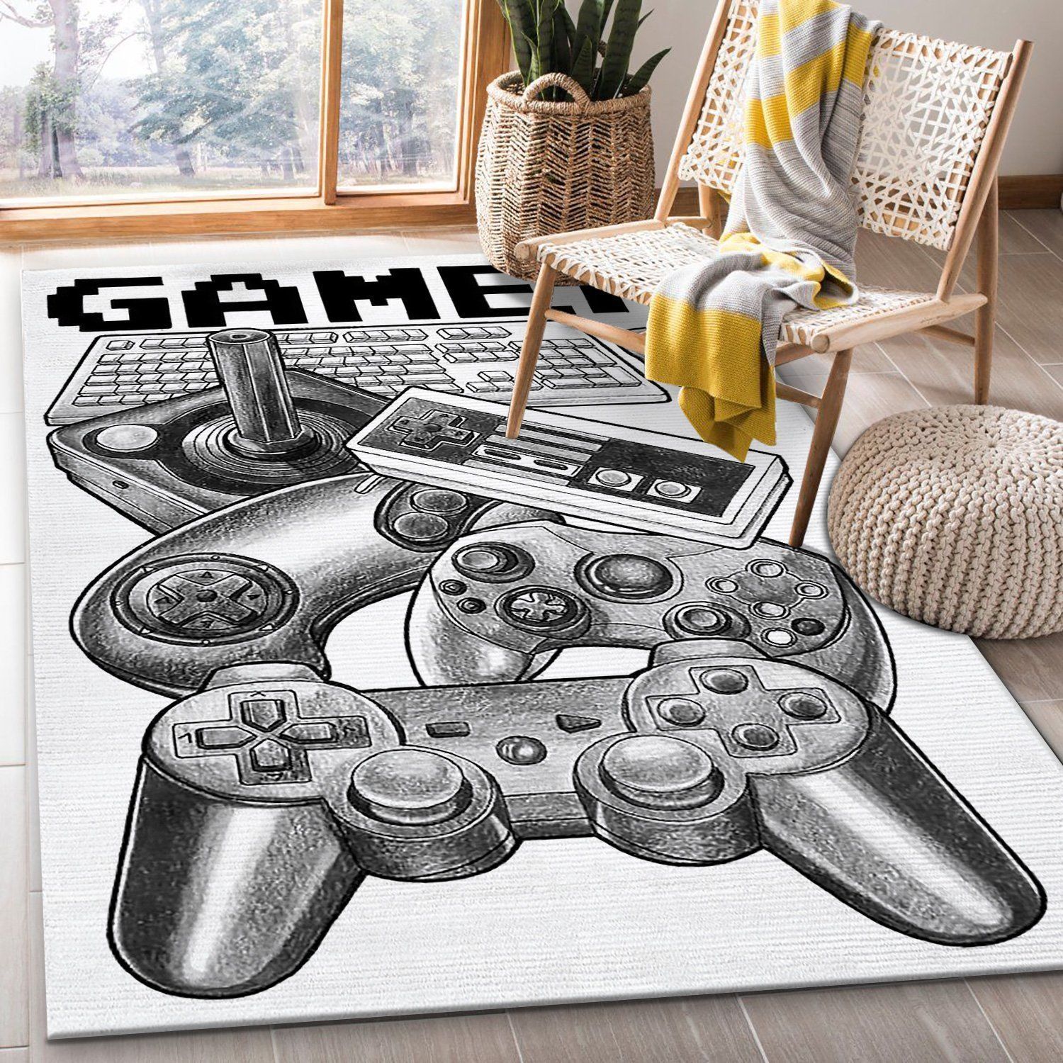 Gamer Controler Gaming Collection Area Rugs Living Room Carpet Floor Decor The US Decor 3x5 ft - Indoor Outdoor Rugs