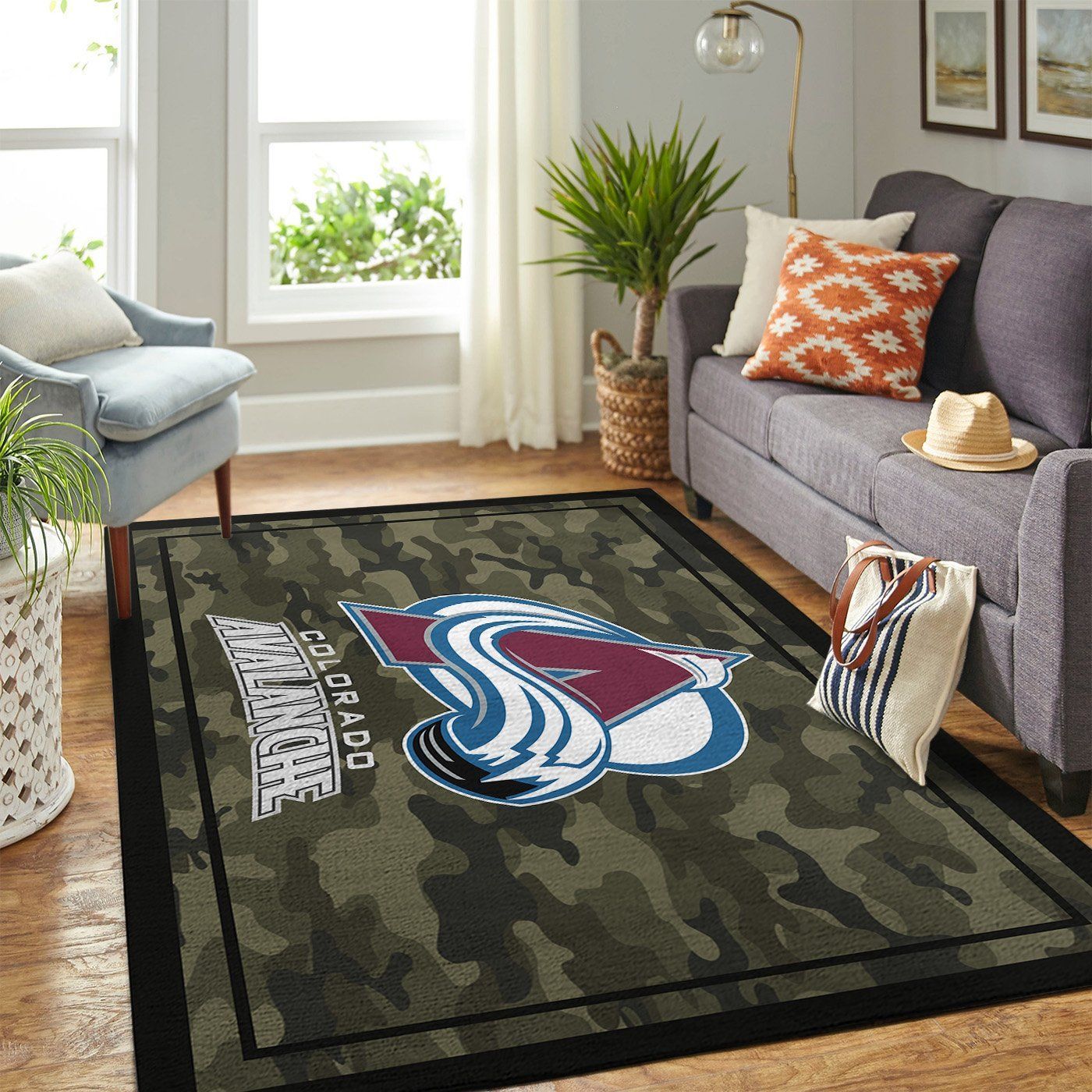 Colorado Avalanche Nhl Team Logo Camo Style Nice Gift Home Decor Rectangle Area Rug - Indoor Outdoor Rugs