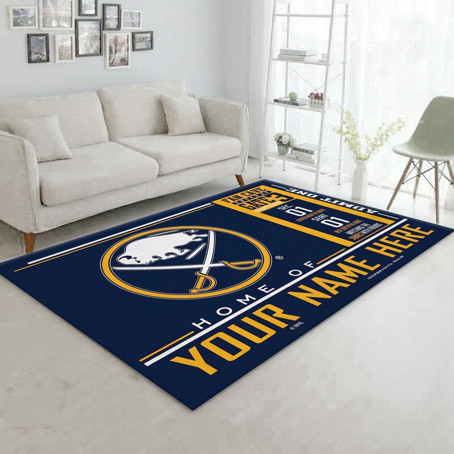 Customizable Buffalo Sabres Wincraft Personalized NHL Area Rug For Christmas Living Room Rug Halloween Gift - Indoor Outdoor Rugs