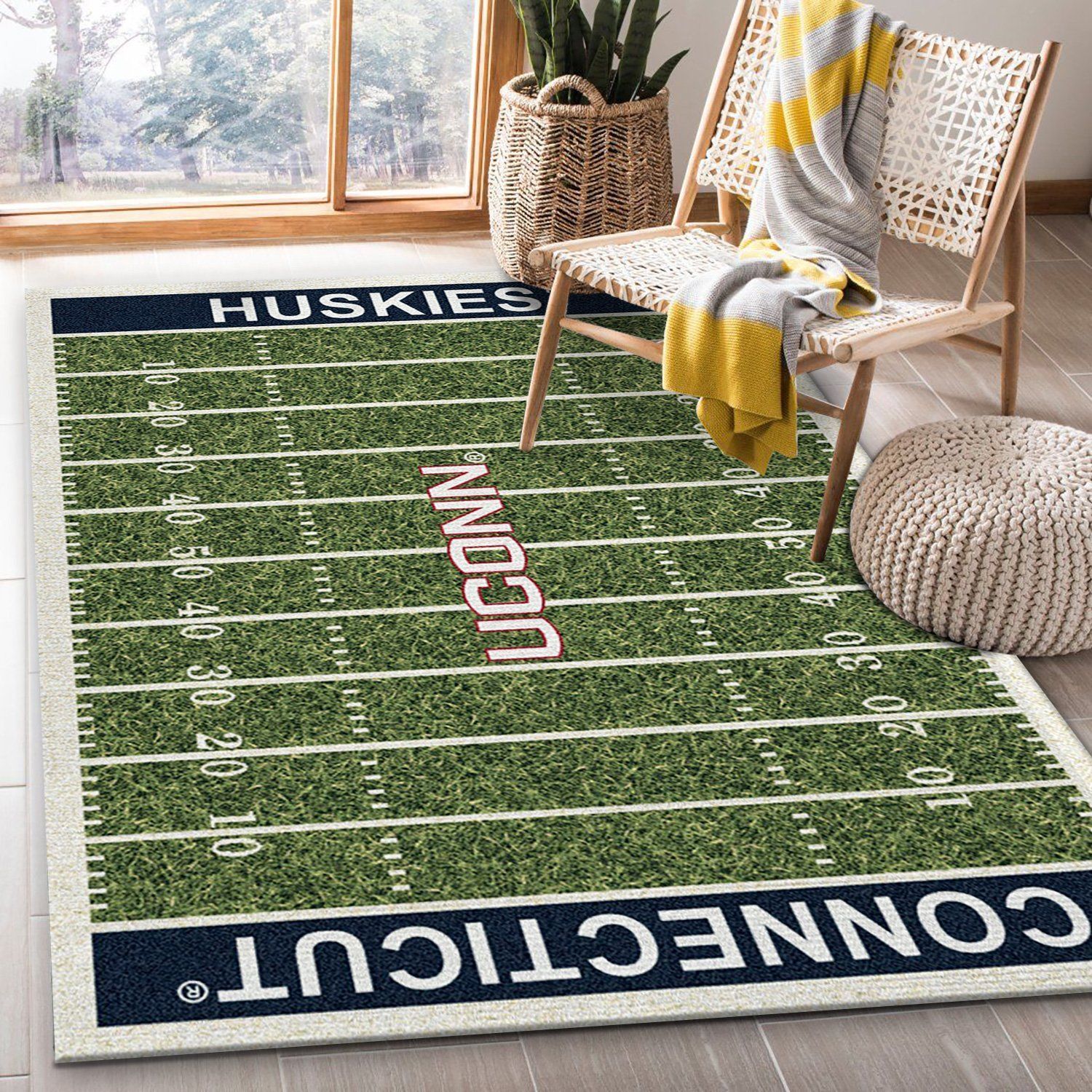 College Connecticut NFL Team Logo Area Rug, Living Room Rug, Family Gift US Decor - Indoor Outdoor Rugs