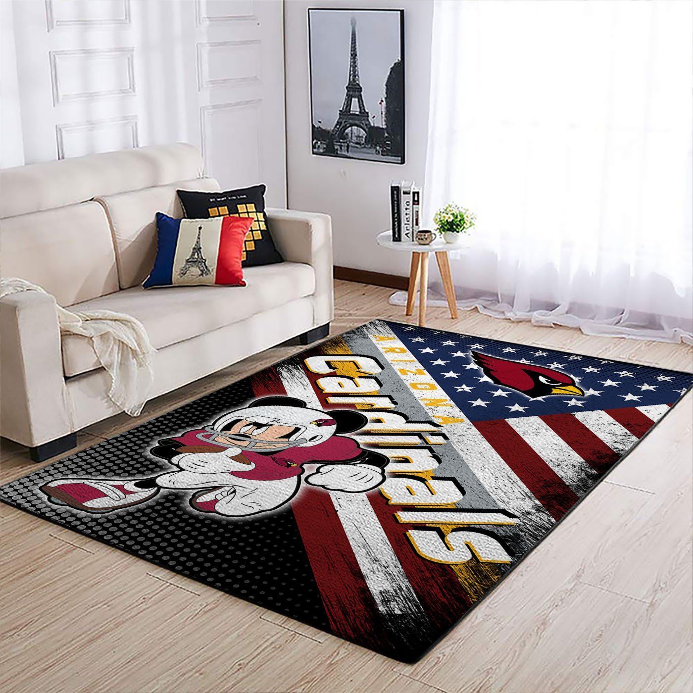 Arizona Cardinals Nfl Team Logo Mickey Us Style Nice Gift Home Decor Rectangle Area Rug - Indoor Outdoor Rugs