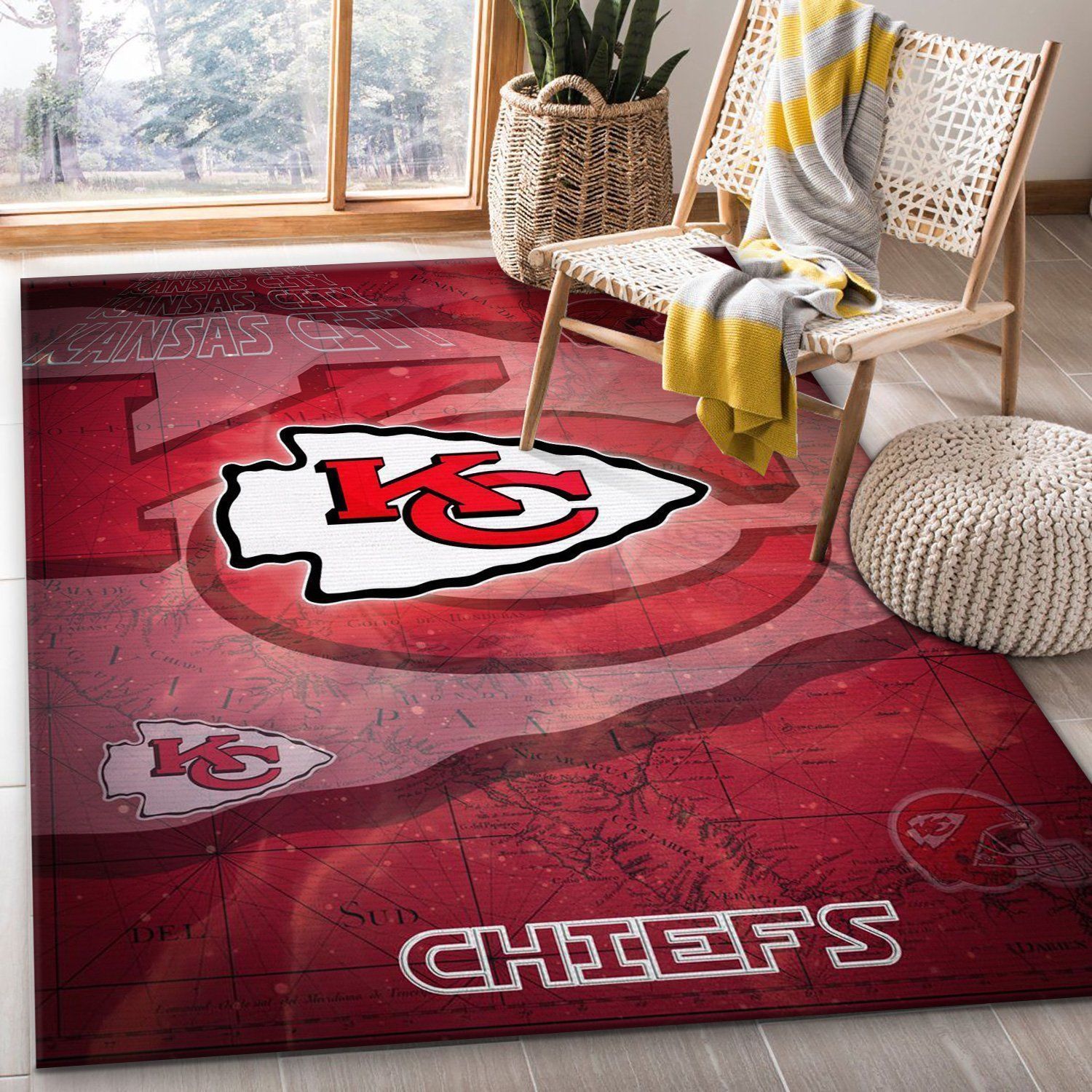 Kansas City Chiefs Nfl Logo Area Rug For Gift Living Room Rug Home US Decor - Indoor Outdoor Rugs