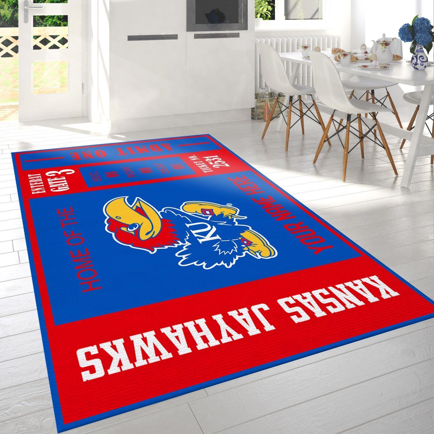 Kansas Jayhawks Ncaa Customizable Rug, Living Room Rug - Home US Decor - Indoor Outdoor Rugs