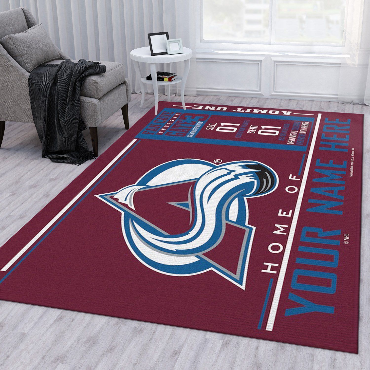 Customizable Colorado Avalanche Wincraft Personalized NHL Rug Living Room Rug Halloween Gift - Indoor Outdoor Rugs