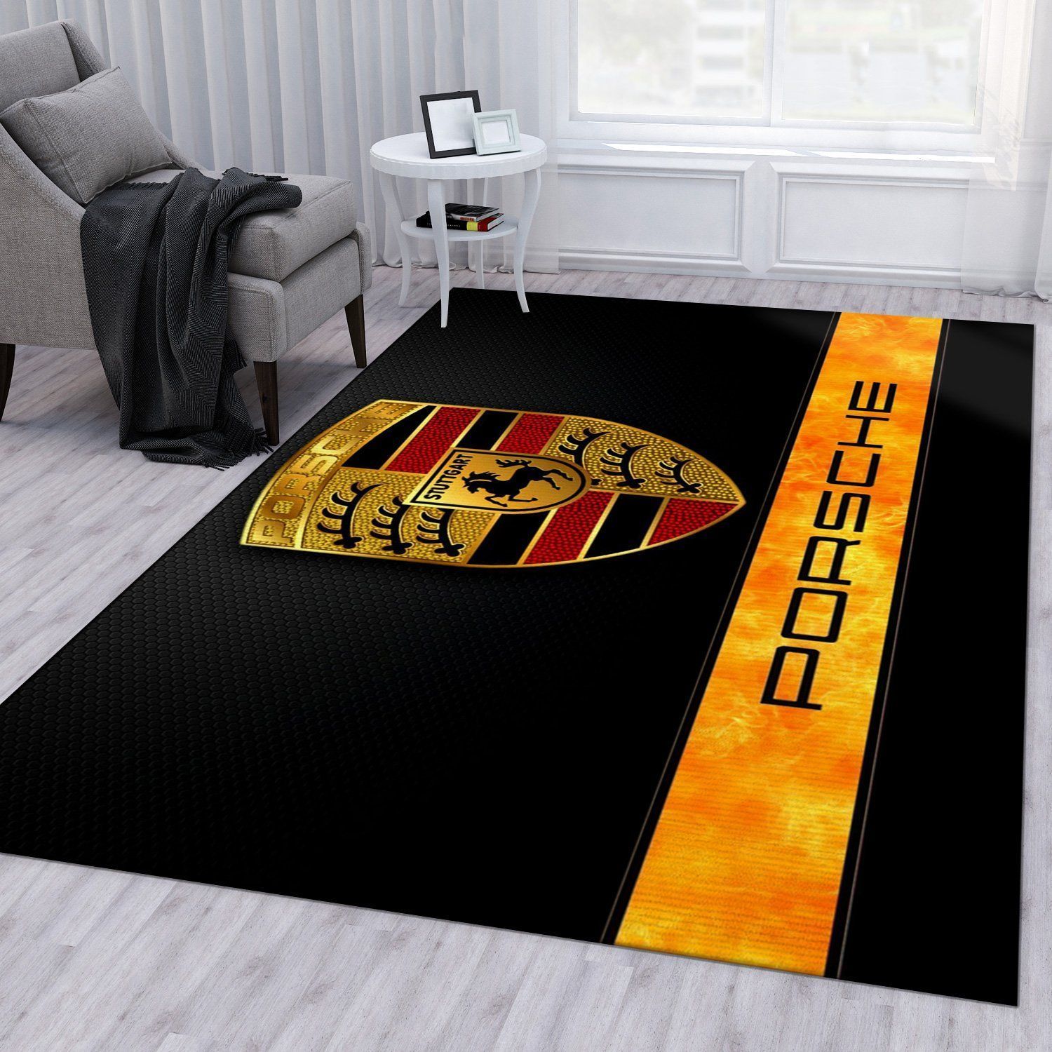 Porsche Logo Ver10 Area Rug Living Room Rug Home US Decor - Indoor Outdoor Rugs