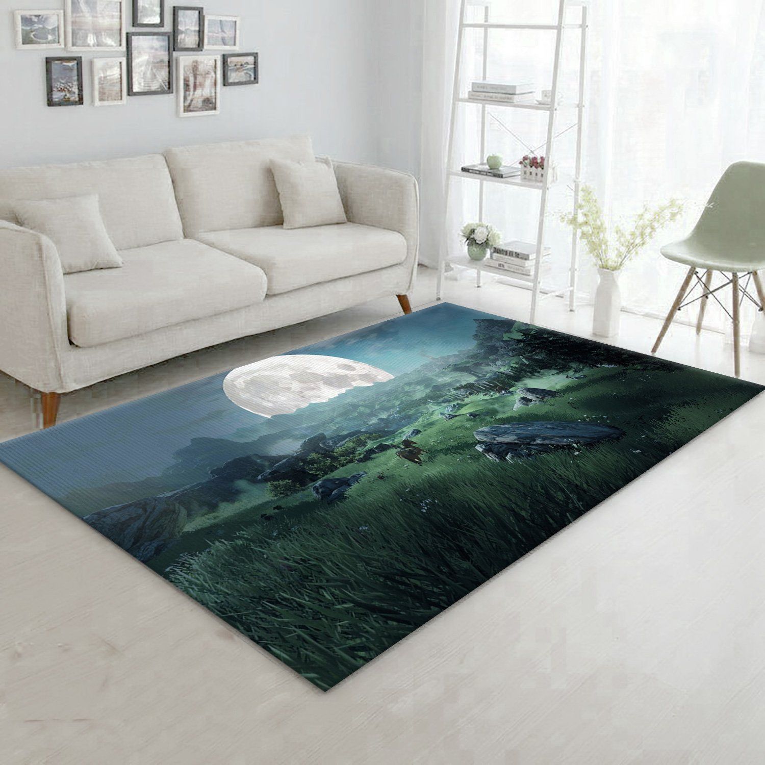 The Legend Of Zelda Breath Of The Wild Map And Moon Gaming Area Rug Bedroom Rug Home Decor Floor Decor - Indoor Outdoor Rugs