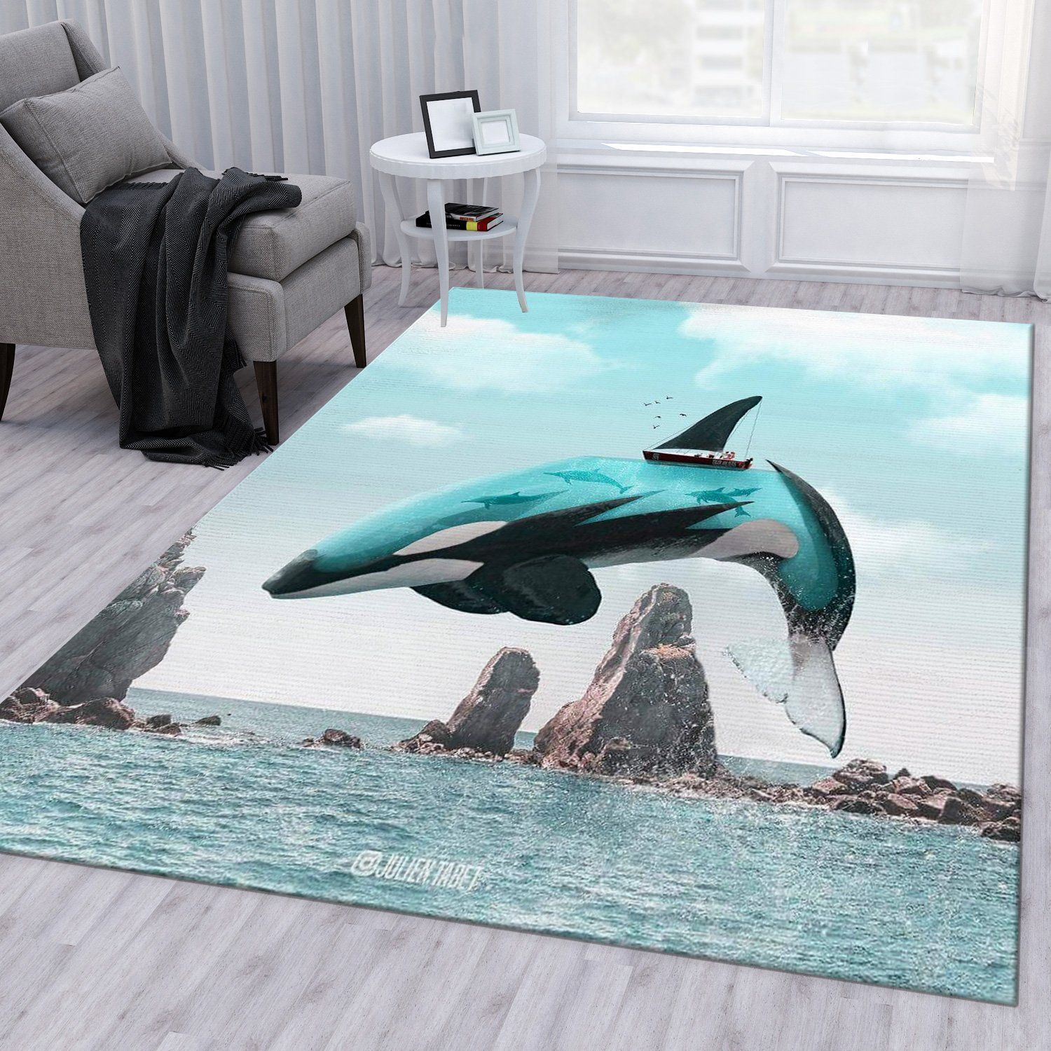 Dolphin Area Rug For Christmas Living Room Rug Home Decor Floor Decor - Indoor Outdoor Rugs