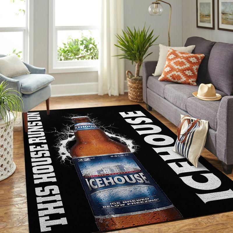 Icehouse This House Runs On Rug Room Carpet Custom Area Floor Home Decor - Indoor Outdoor Rugs