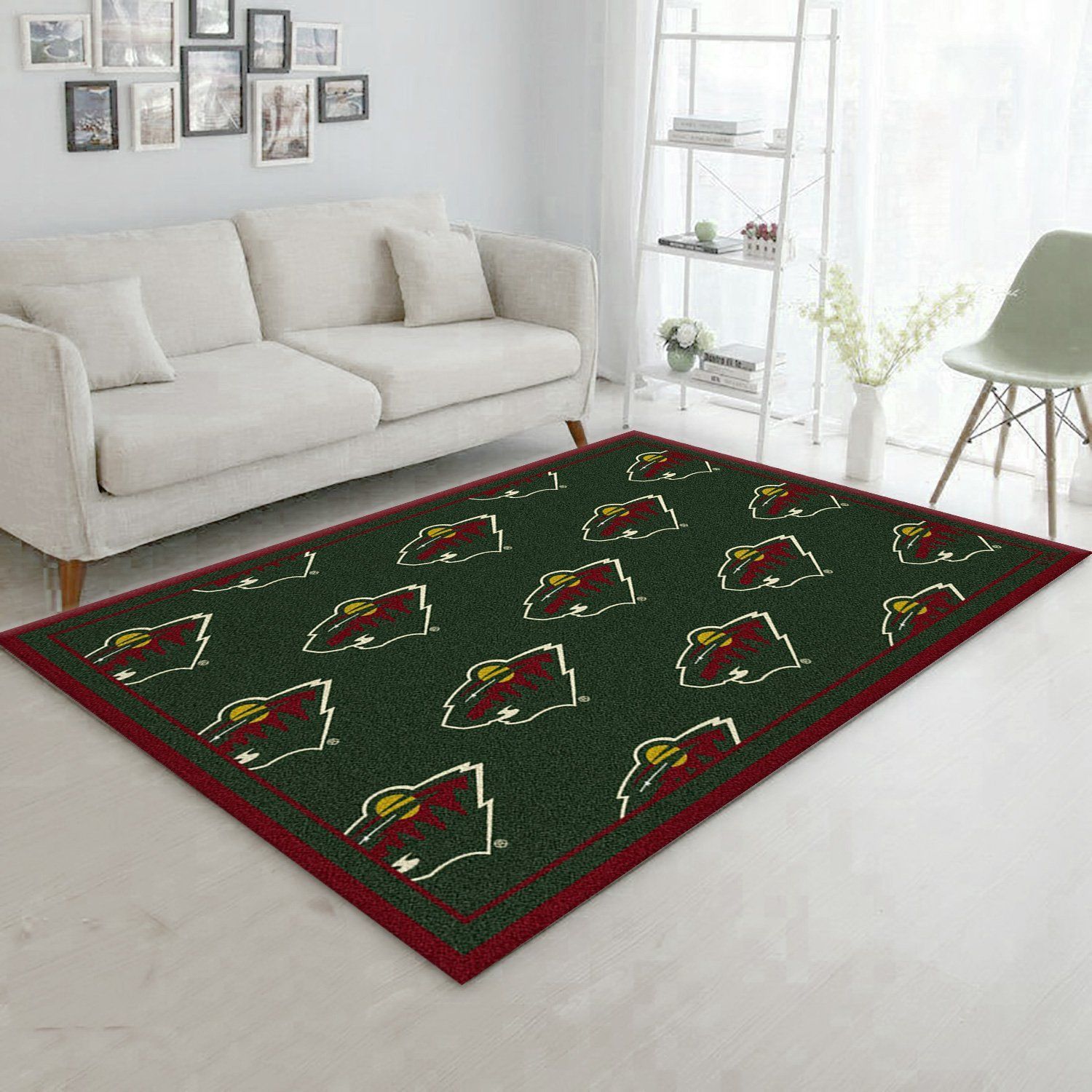 Nhl Repeat Minnesota Wild Area Rug For Christmas, Living Room Rug, Home Decor Floor Decor - Indoor Outdoor Rugs