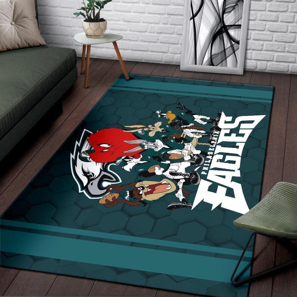 Looney Tunes Eagles Team Rug Area Football Carpet Fan - Indoor Outdoor Rugs