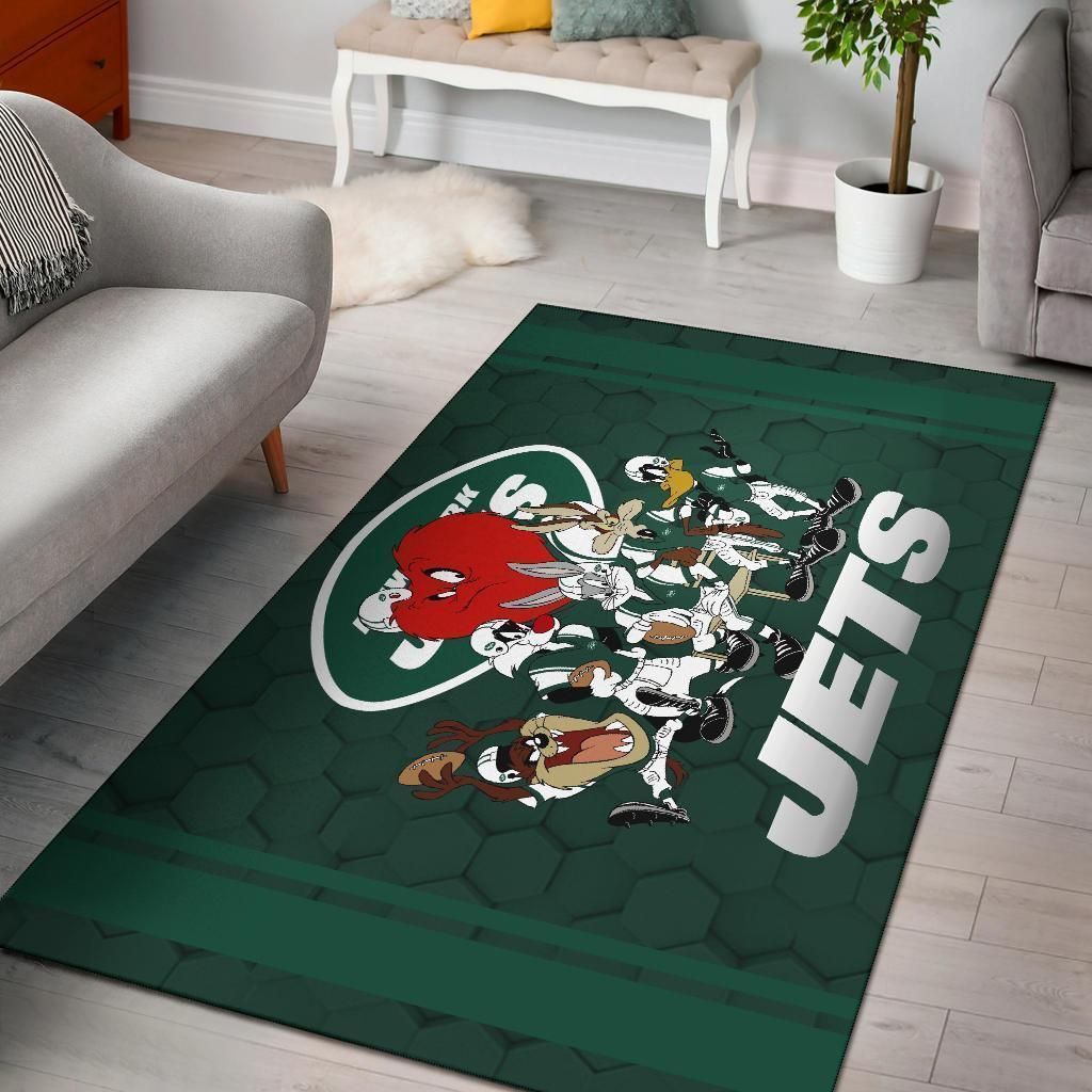 Looney Tunes Ny Jets Team Rug Area Football Carpet Fan Gift - Indoor Outdoor Rugs