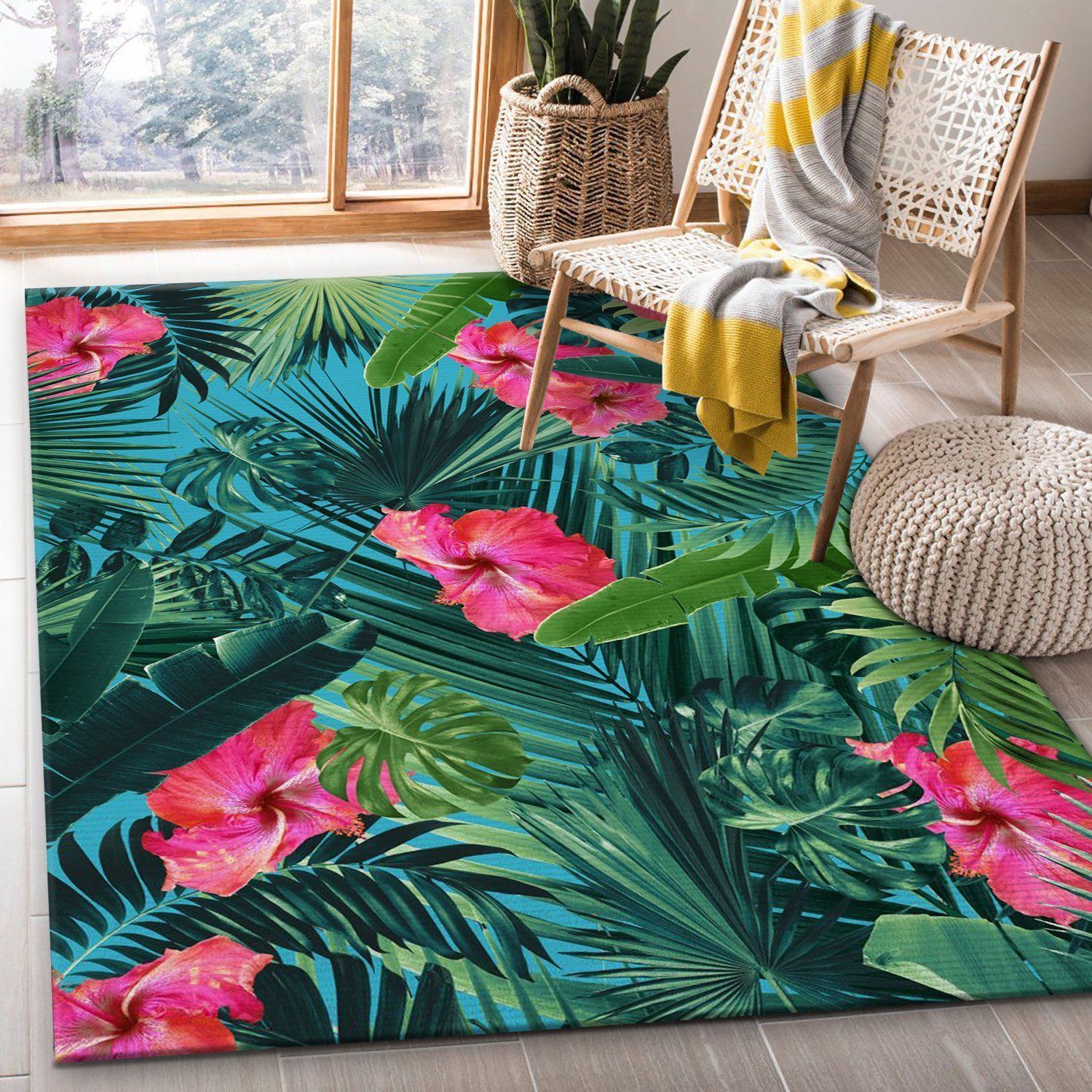 Tropical Hibiscus Flower 1 Area Rug, Kitchen Rug, Family Gift US Decor - Indoor Outdoor Rugs