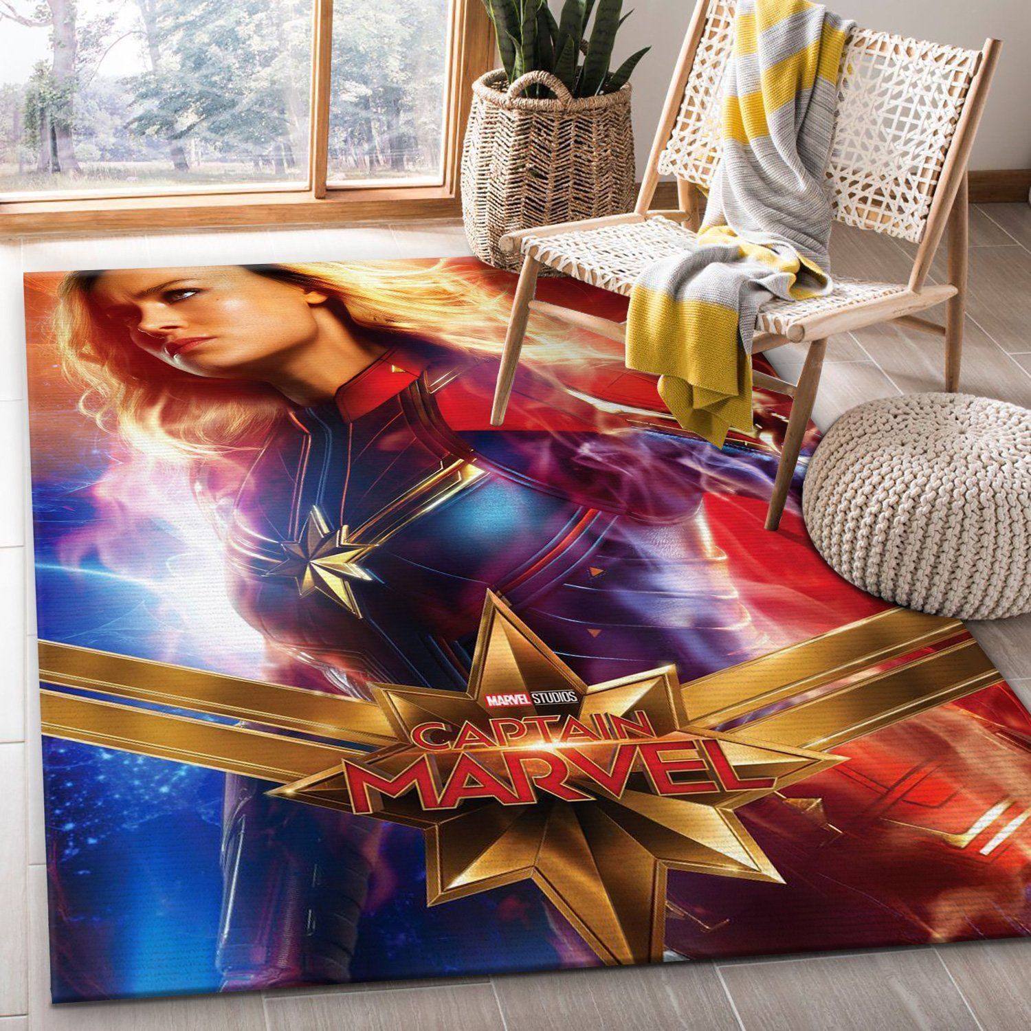 Captain Marvel Movie Carol Danvers Movie Area Rug, Gift for fans, US Gift Decor - Indoor Outdoor Rugs