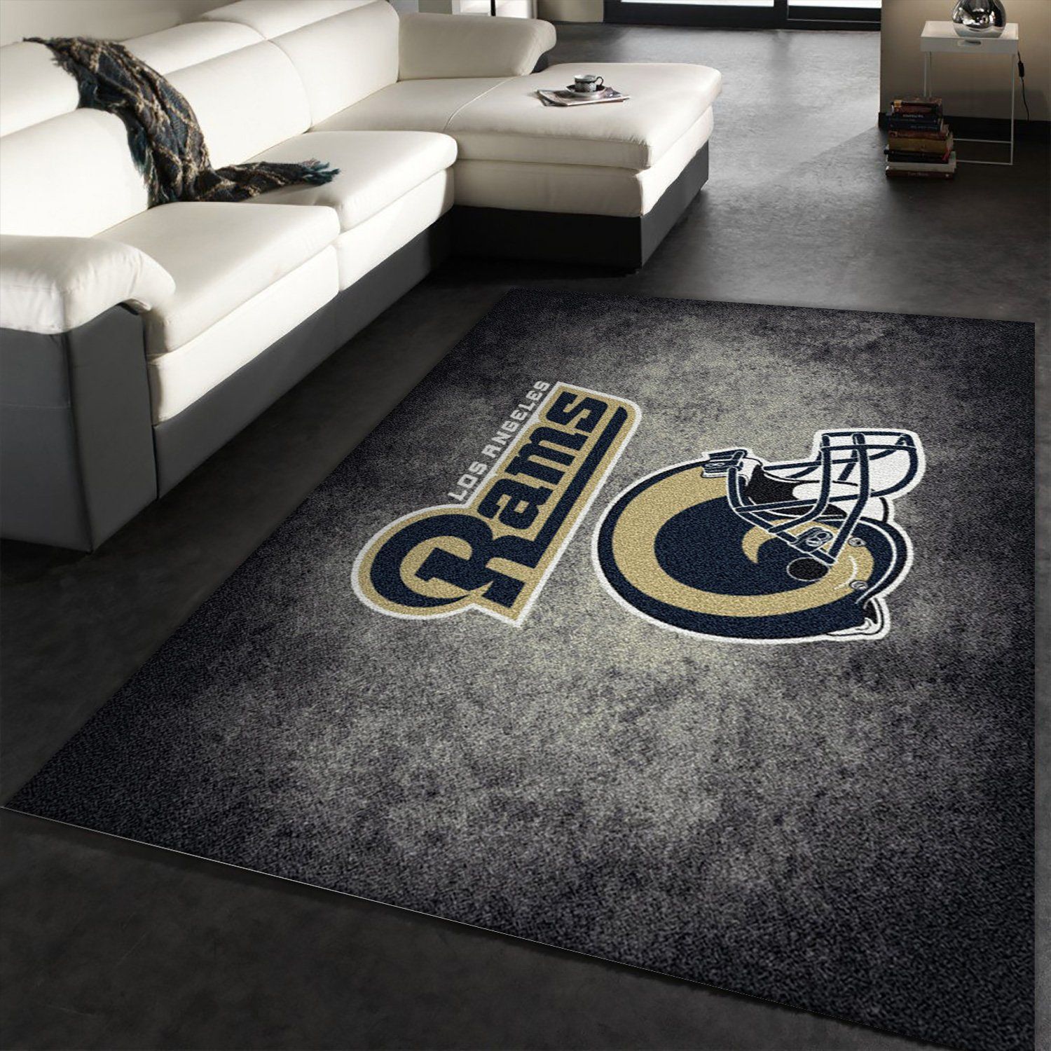 Milliken Nfl Distressed Helmet Los Angeles Rams Area Rug Team Logo Area Rug, Living Room Rug, Family Gift US Decor - Indoor Outdoor Rugs