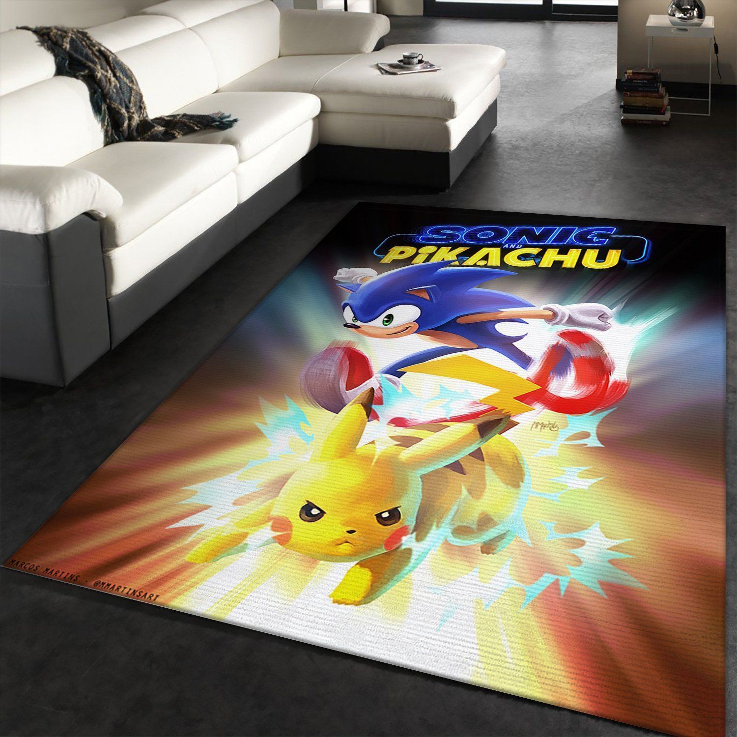 Sonic And Pikachu Disney Area Rug, Bedroom, Christmas Gift US Decor - Indoor Outdoor Rugs