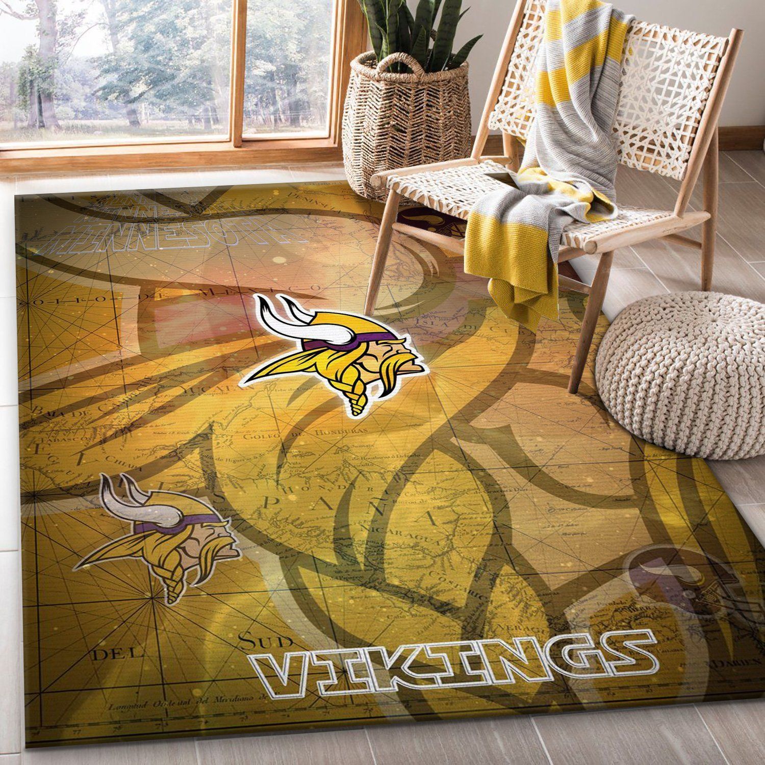 Minnesota Vikings Nfl Logo Area Rug For Gift Bedroom Rug US Gift Decor - Indoor Outdoor Rugs