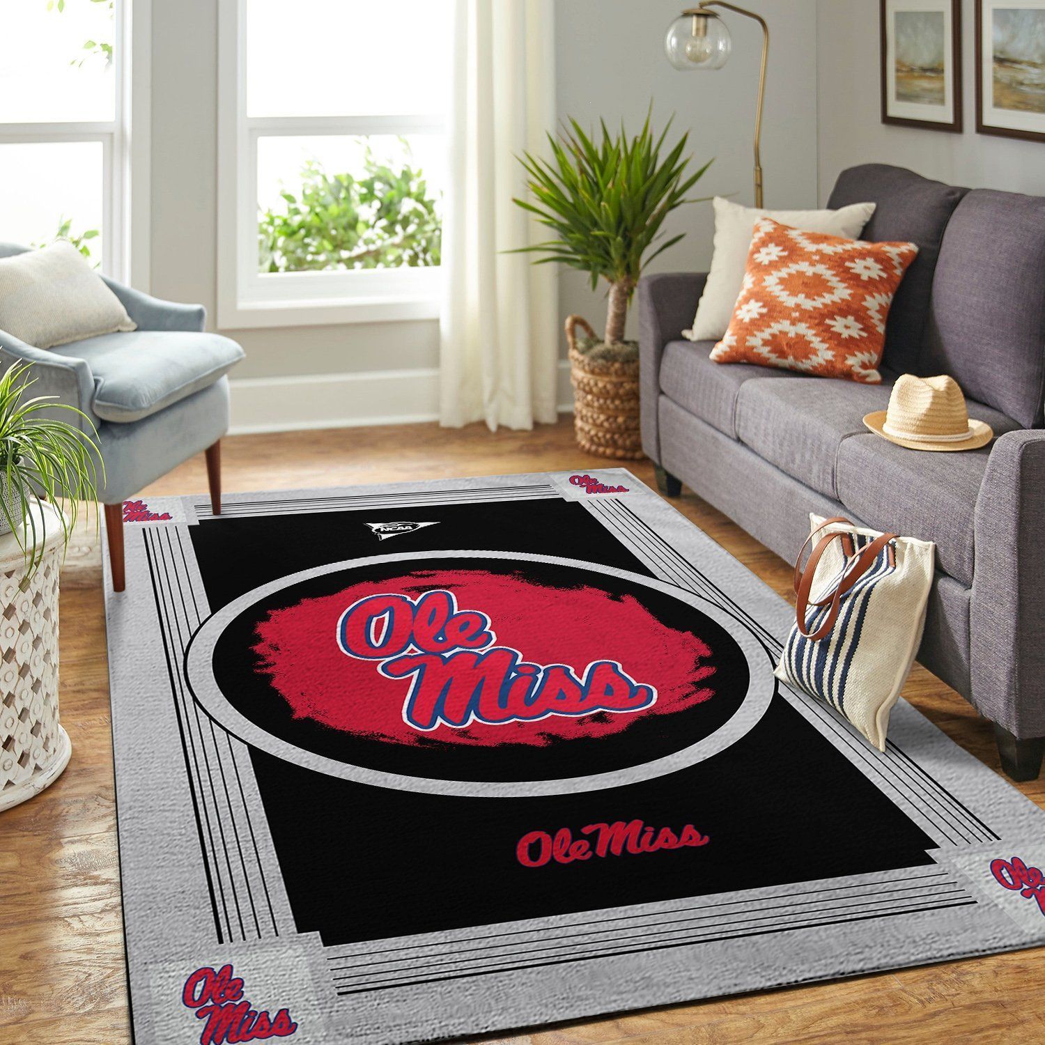 Ole Miss Rebels Ncaa Team Logo Nice Gift Home Decor Rectangle Area Rug - Indoor Outdoor Rugs