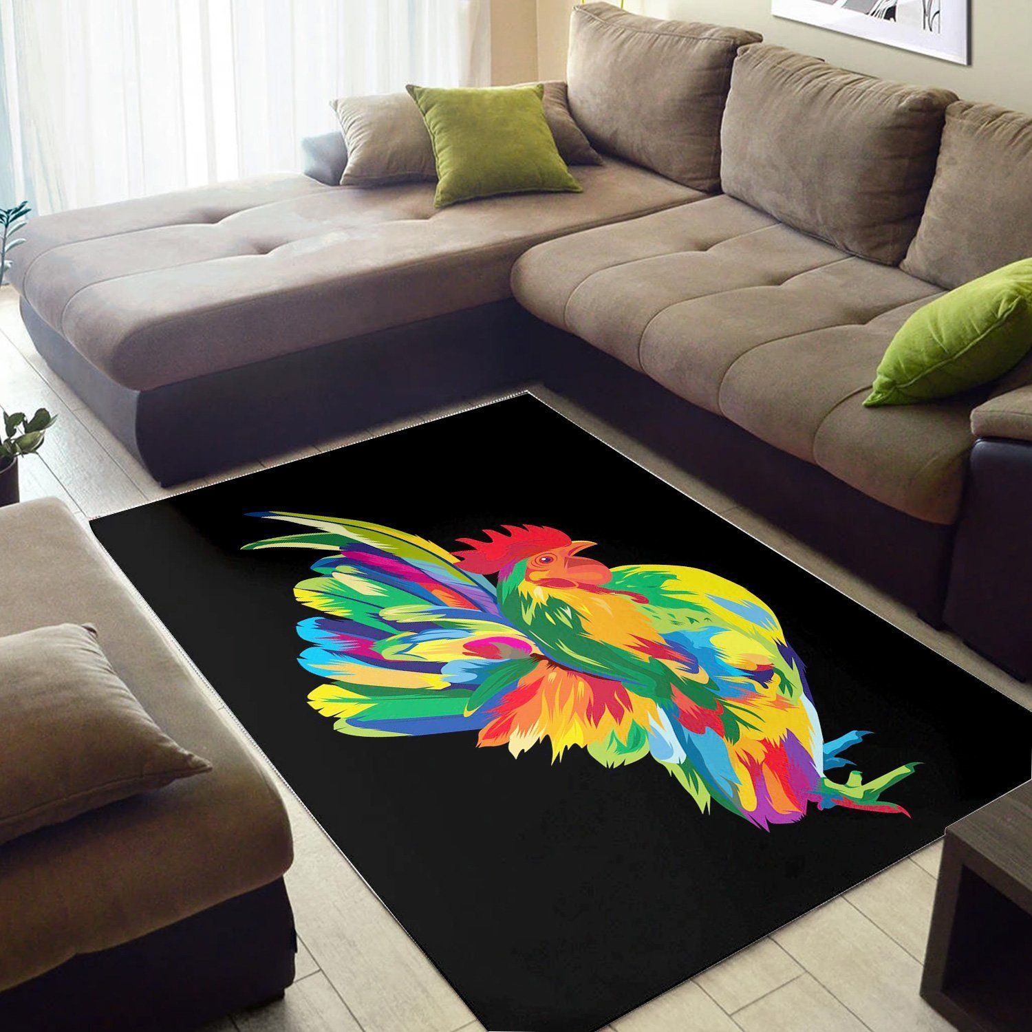 Chicken Serama Pop Art  Living Room Area Rug, Room Decor, Floor Decor Home Decor - Indoor Outdoor Rugs