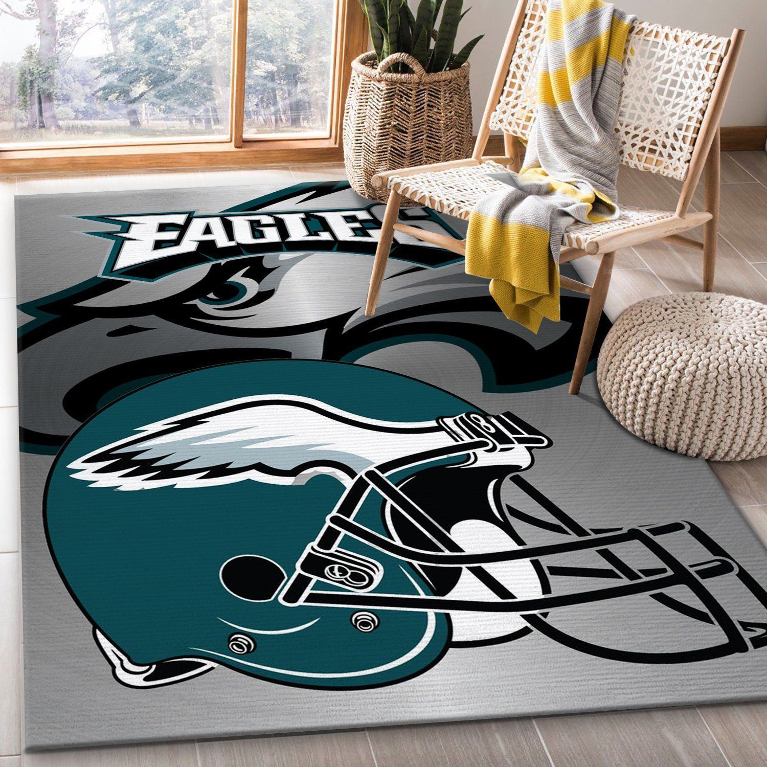 Philadelphia Eagles Metal Nfl Rug Living Room Rug Home Decor Floor Decor - Indoor Outdoor Rugs