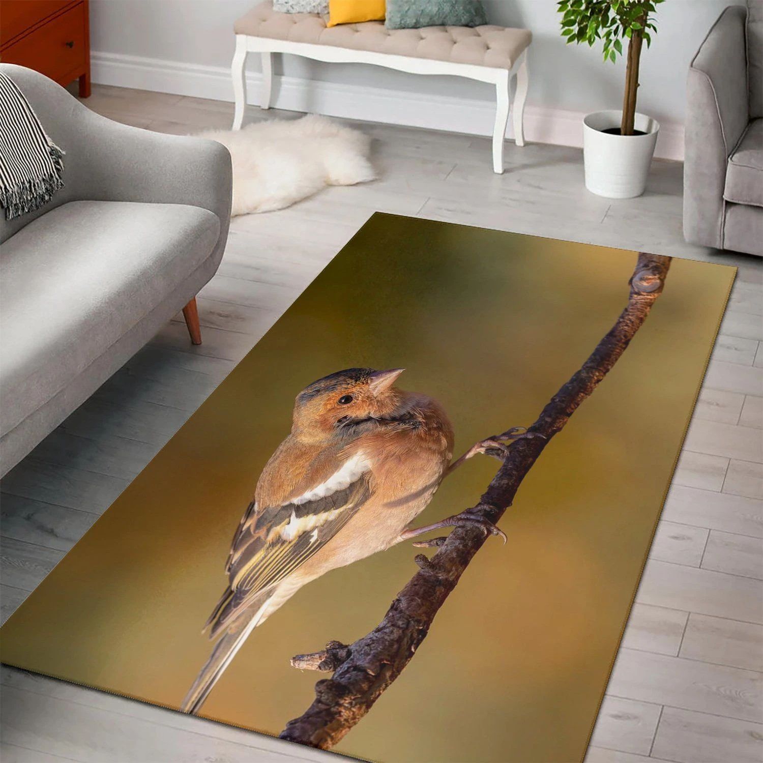 Birds Chaffinch Branch  Carpet Living Room,  Room Rugs, Floor Decor Home Decor - Indoor Outdoor Rugs