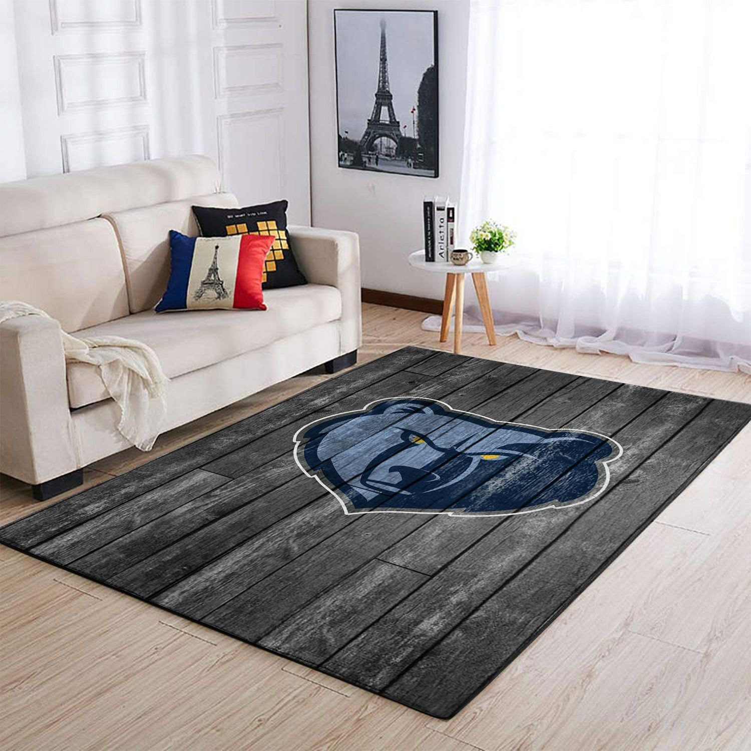 Memphis Grizzlies Nba Team Logo Grey Wooden Style Nice Gift Home Decor Rectangle Area Rug - Indoor Outdoor Rugs