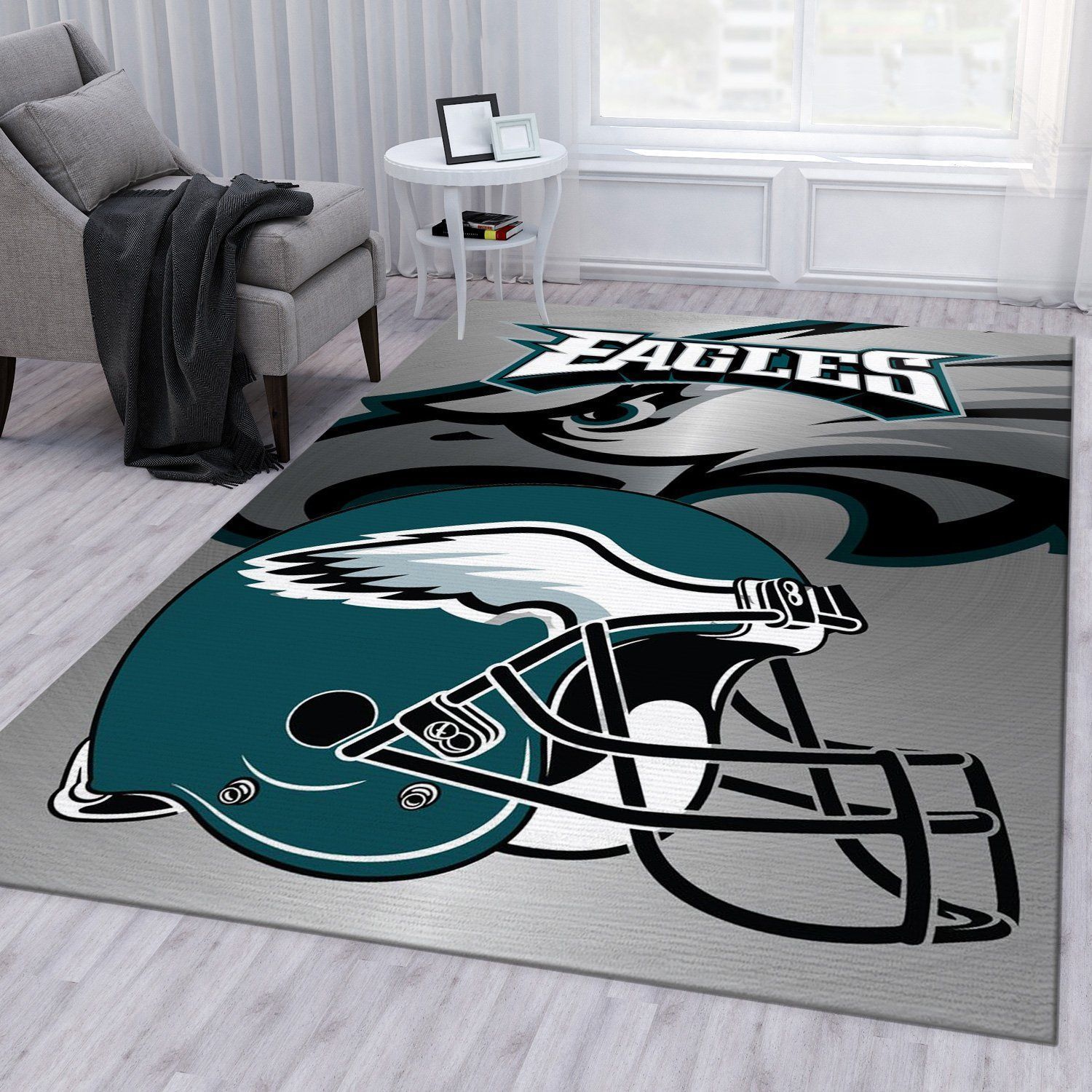 Philadelphia Eagles Metal Nfl Rug Living Room Rug Home Decor Floor Decor - Indoor Outdoor Rugs