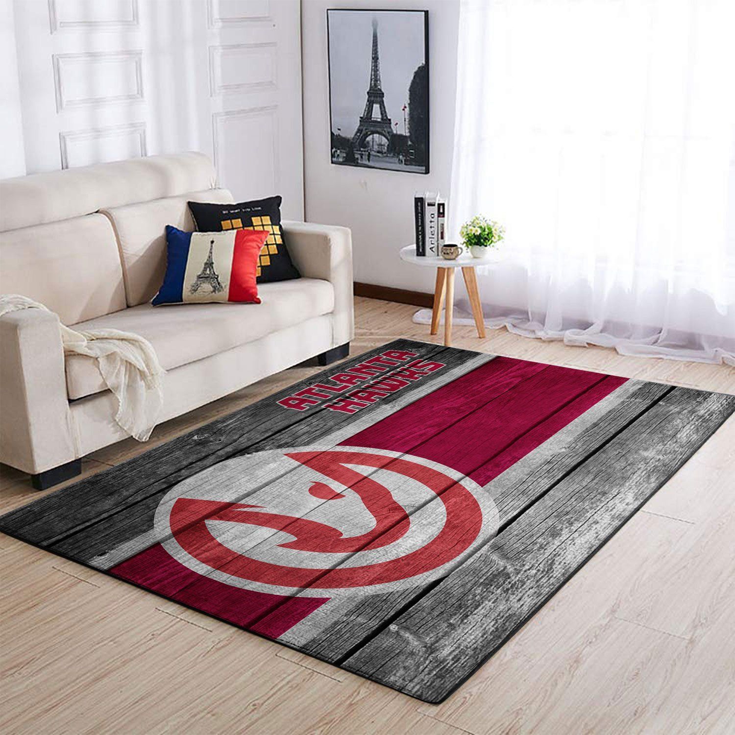 Atlanta Hawks Nba Team Logo Wooden Style Nice Gift Home Decor Rectangle Area Rug - Indoor Outdoor Rugs