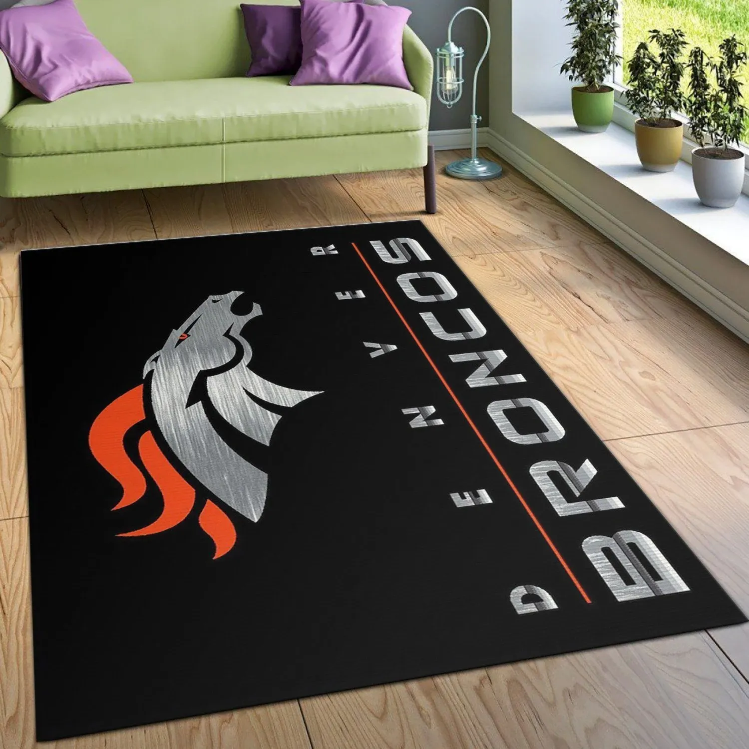 Denver Broncos Imperial Chrome Rug NFL Area Rug Carpet, Bedroom, Home Decor Floor Decor - Indoor Outdoor Rugs